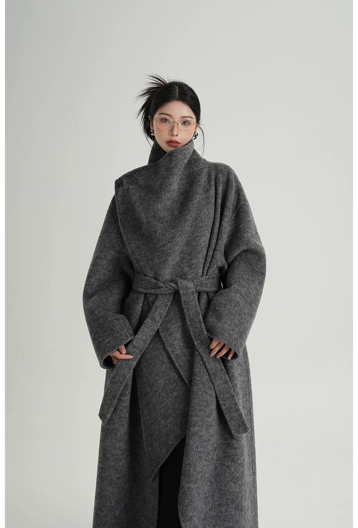 Cashmere Wrap Longline Wool Coat