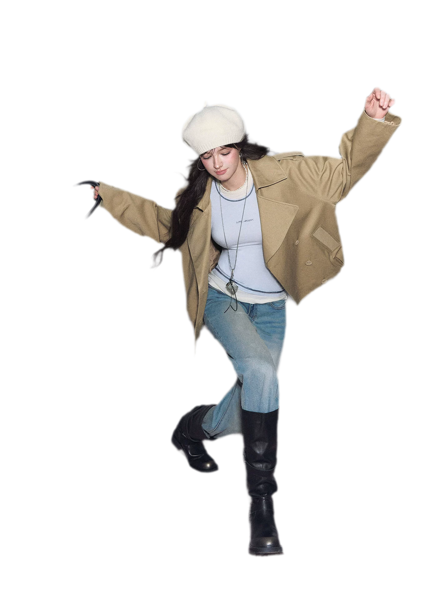 Cotton Cropped Double-Breasted Trench