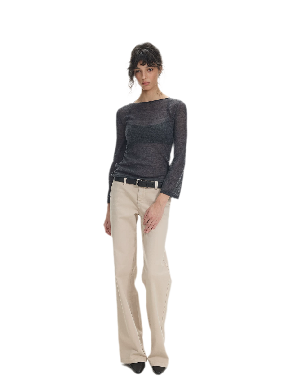 Mohair Sheer Flared Sleeve Top