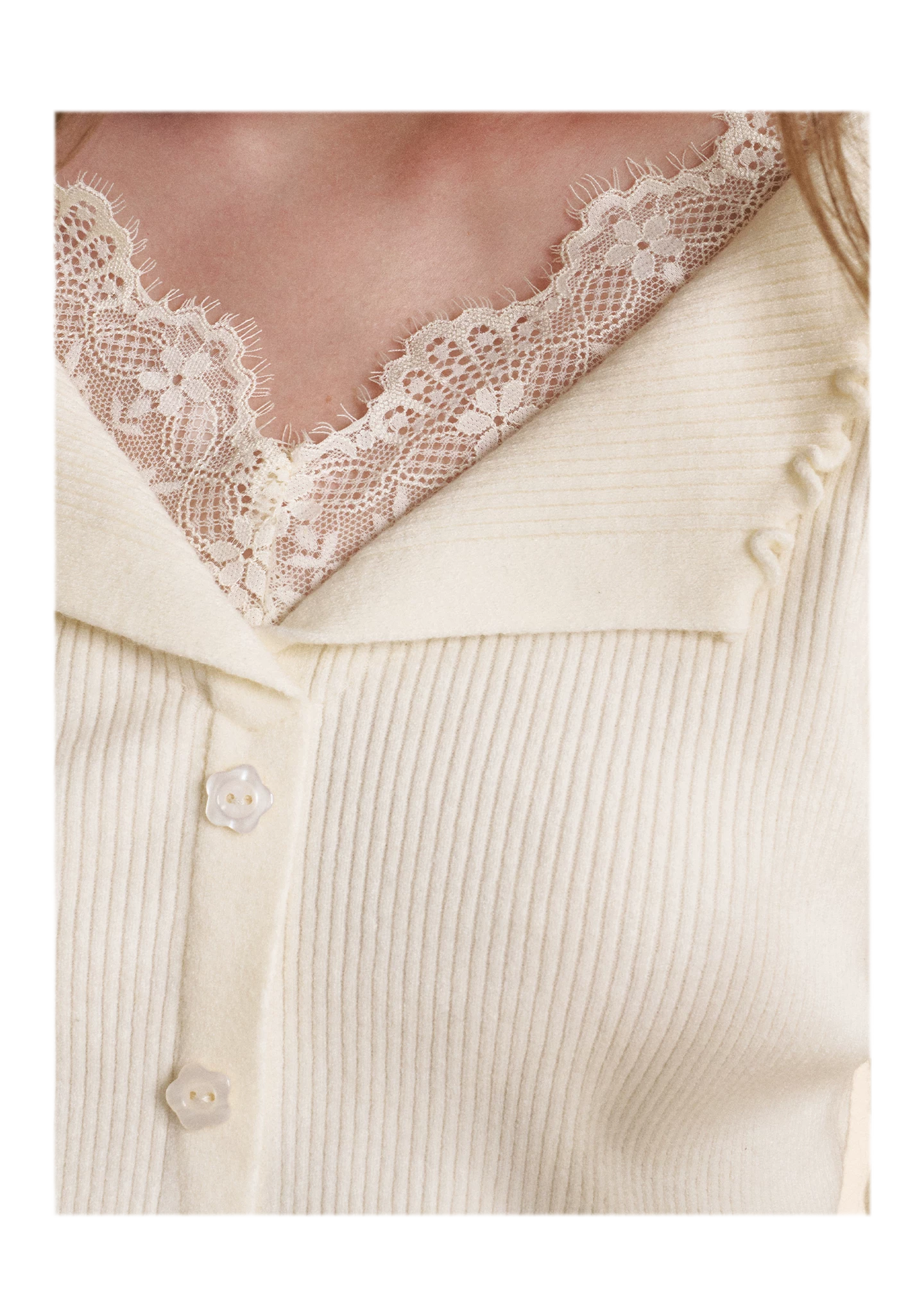 Lace Trim Knit Cardigan