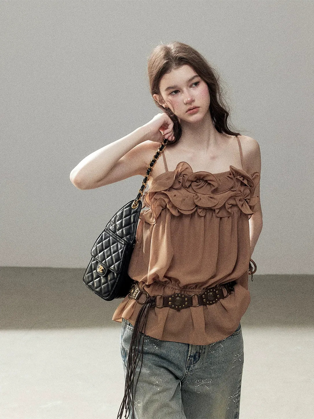 Chiffon Ruffle Cami Top