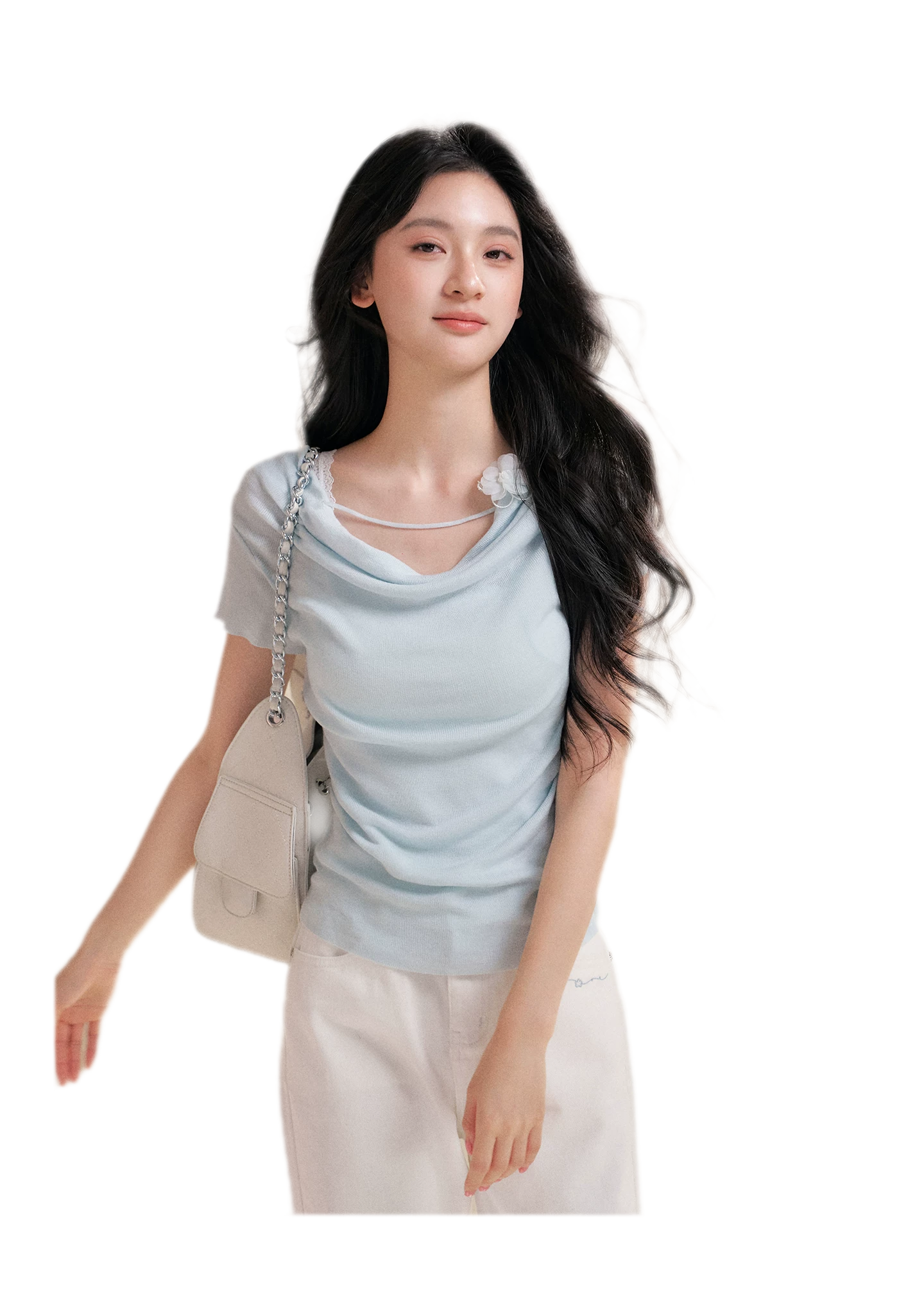 Lyocell Cowl Flower Tee
