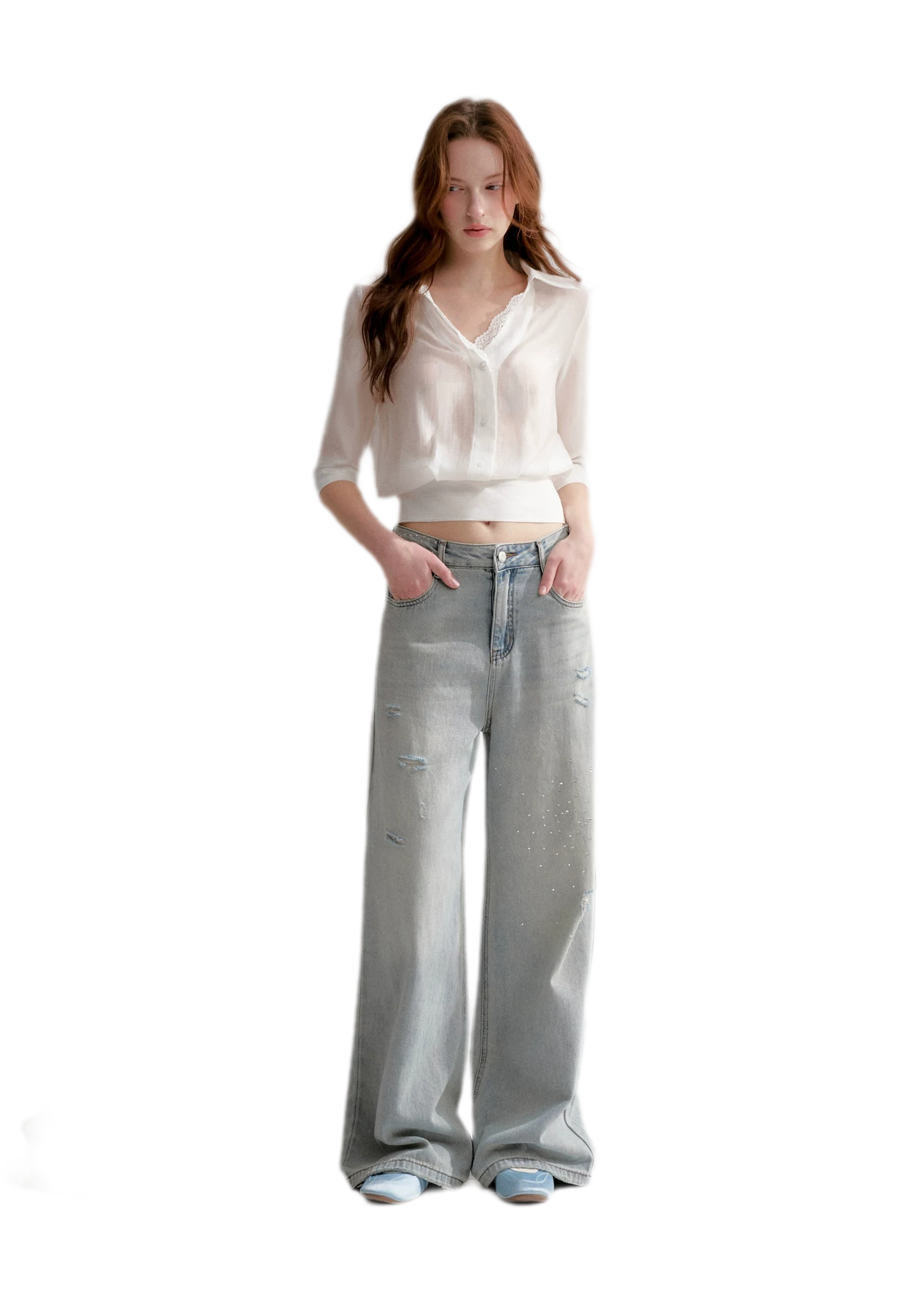 Washed Rhinestone Jeans