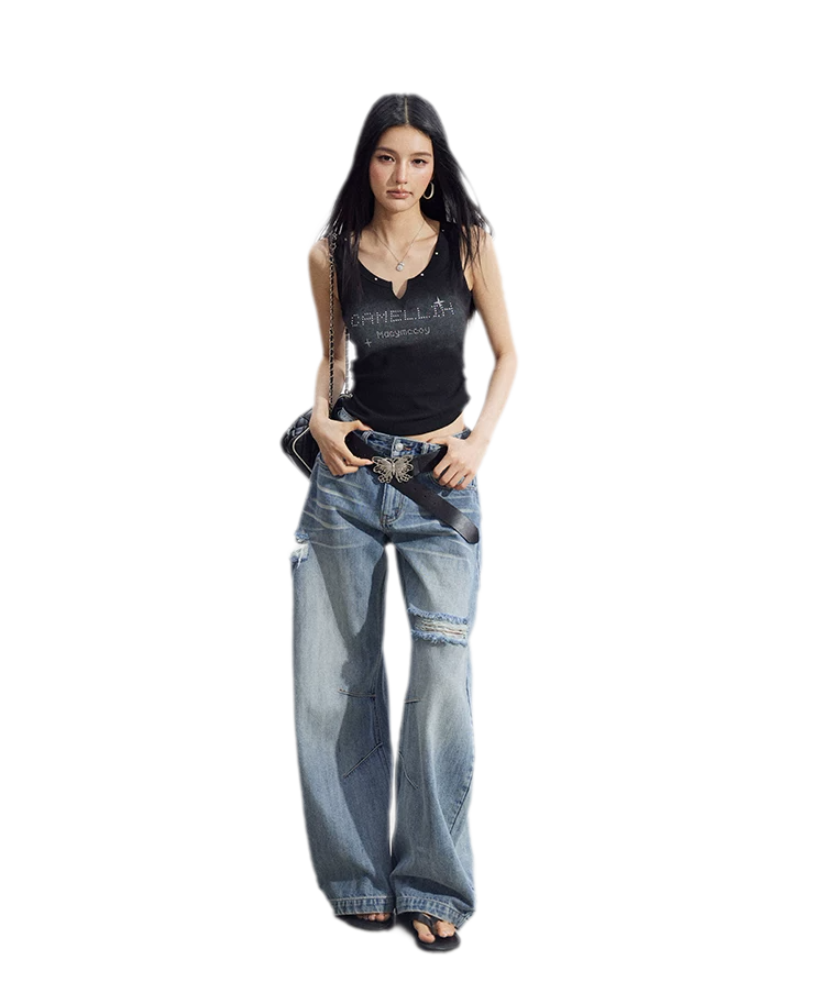 Rhinestone V-Neck Tank