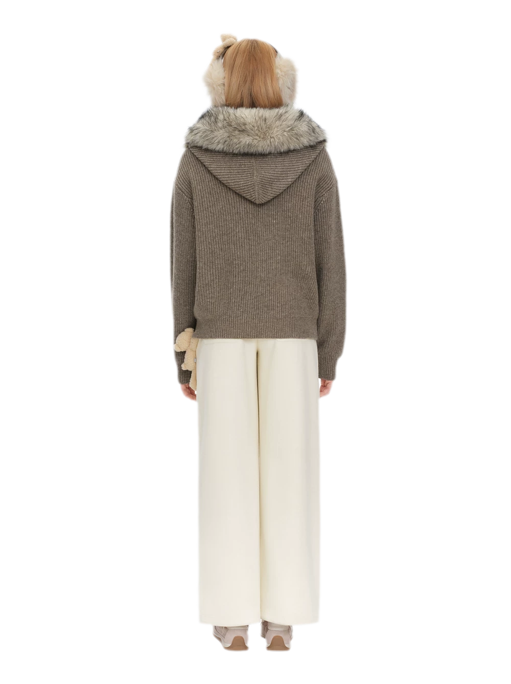 Pom-Pom Hooded Knit Sweater