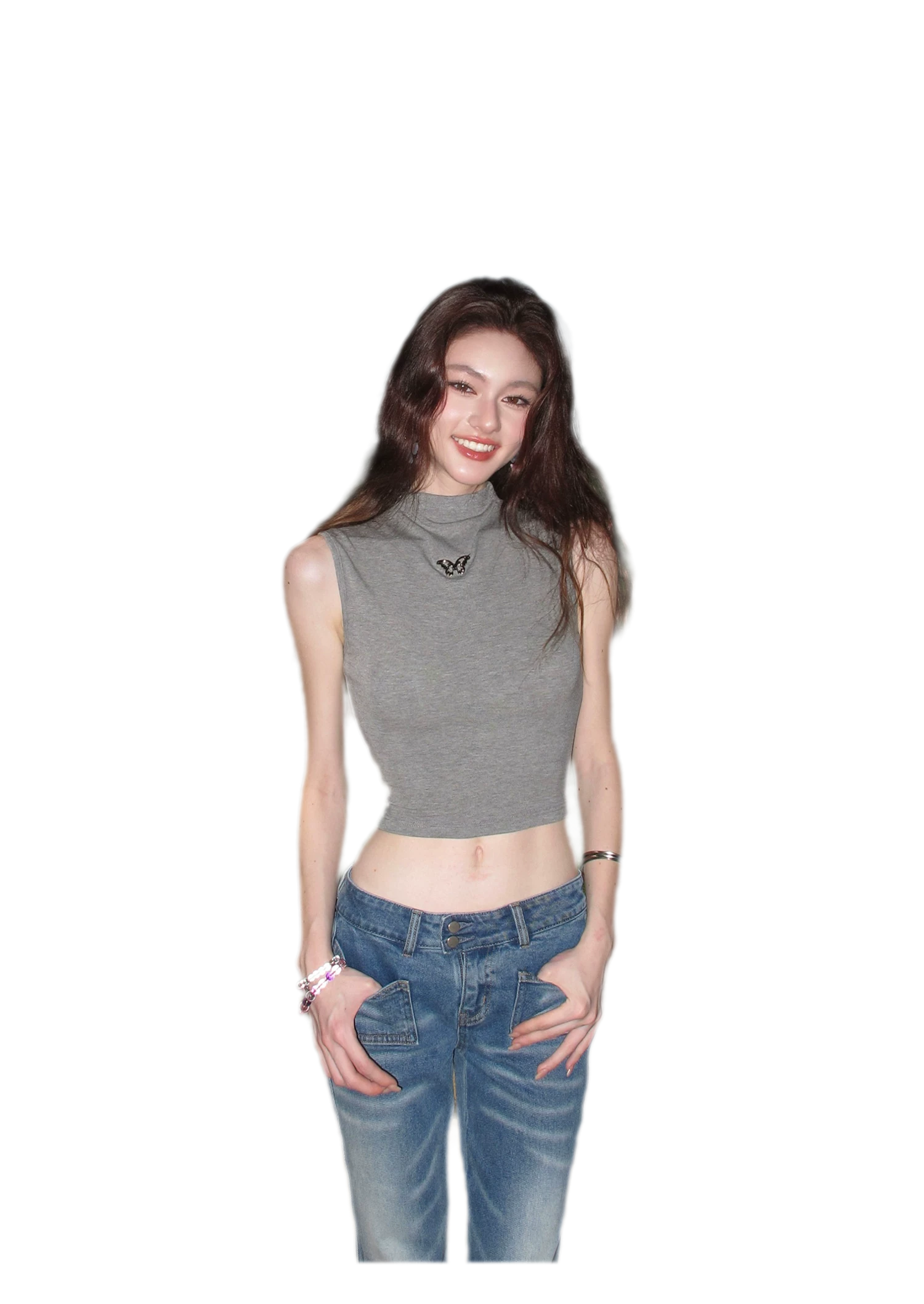 Sleeveless High Neck Tee