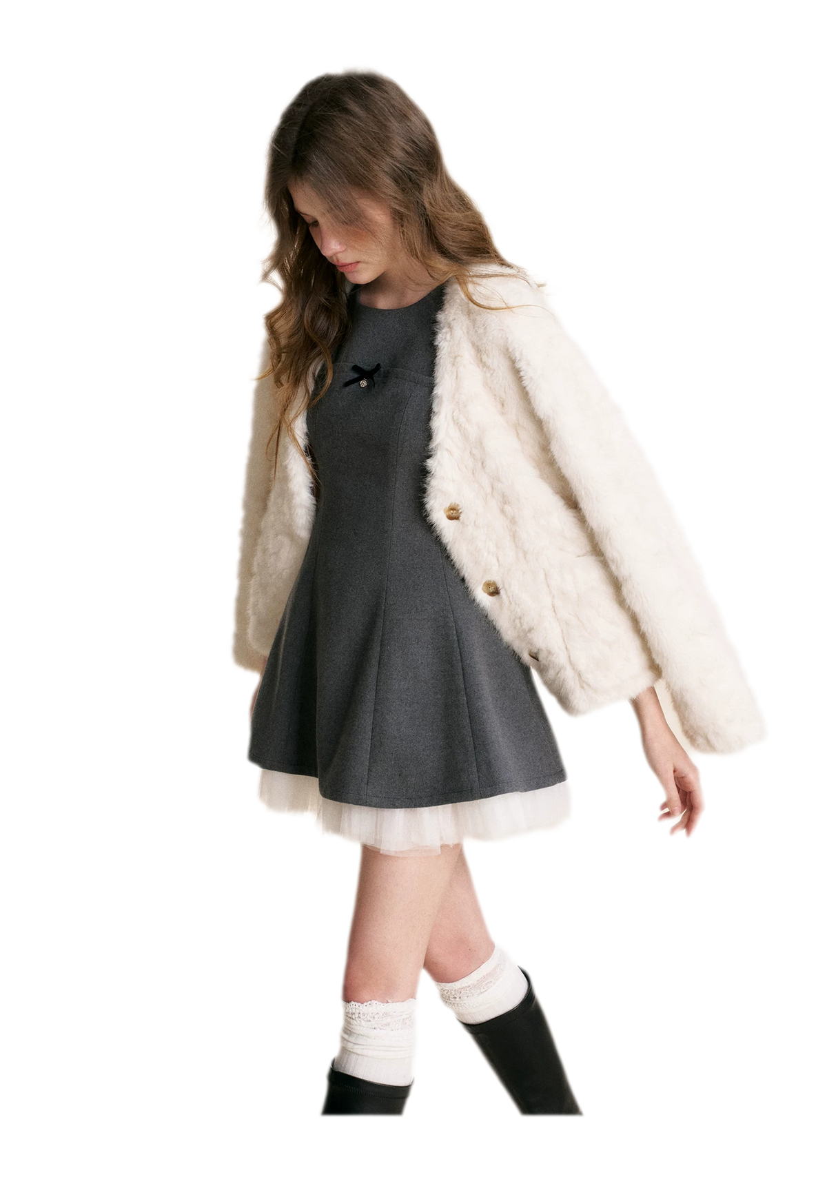 Detachable Scarf Plush Jacket