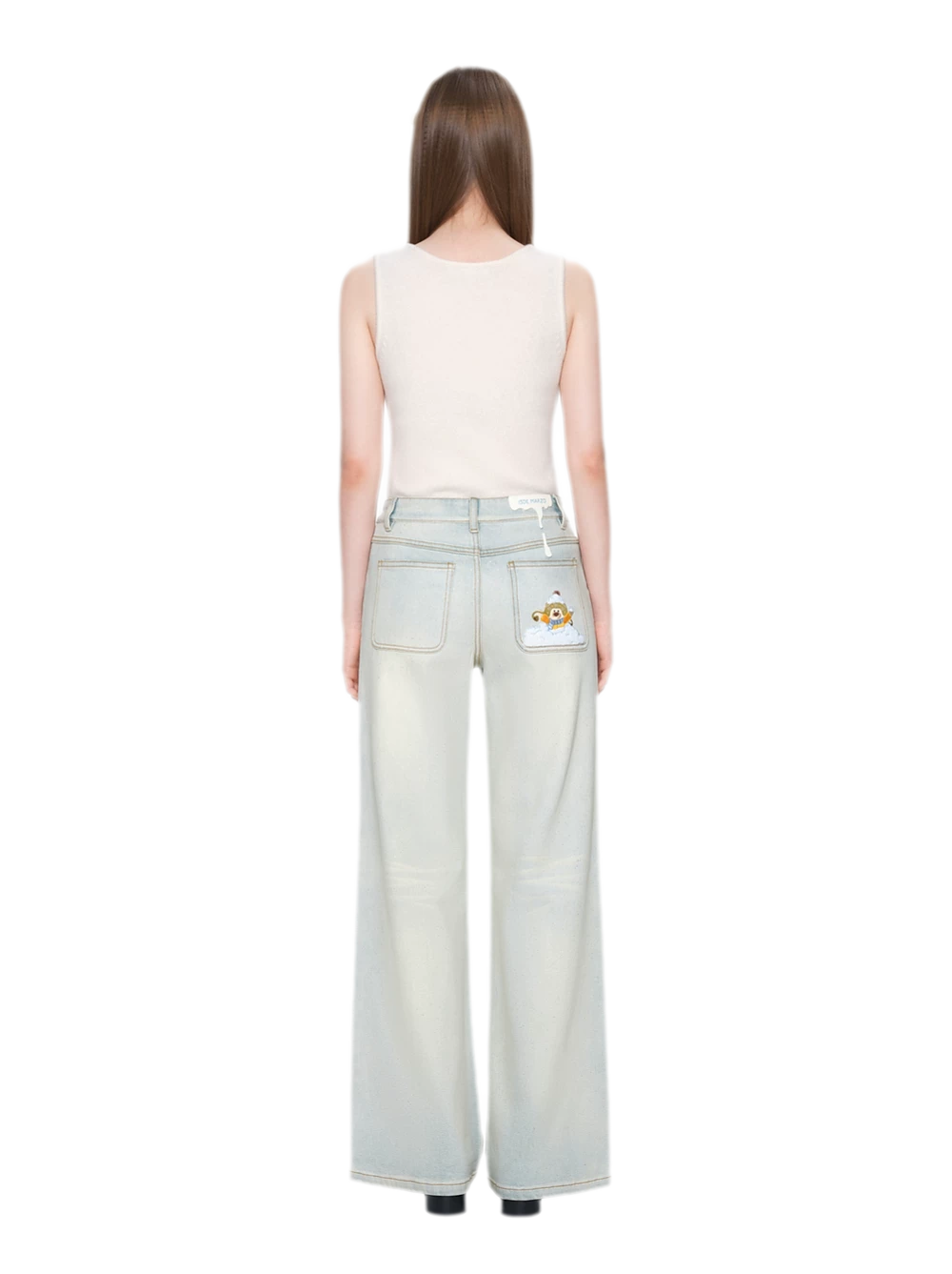 Shimmer Straight-Leg Denim Jeans