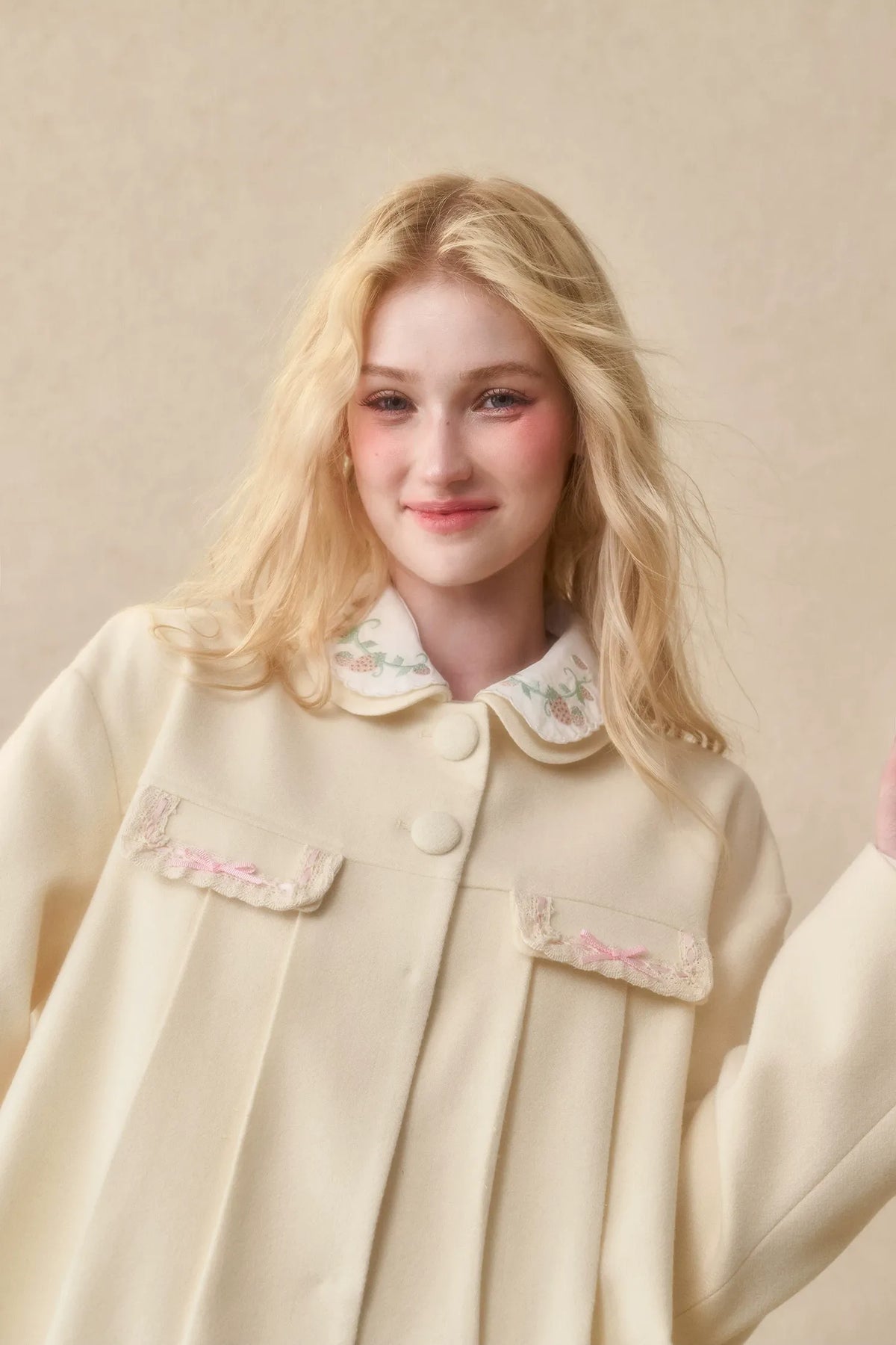 Embroidered Boxy Jacket Skirt Set