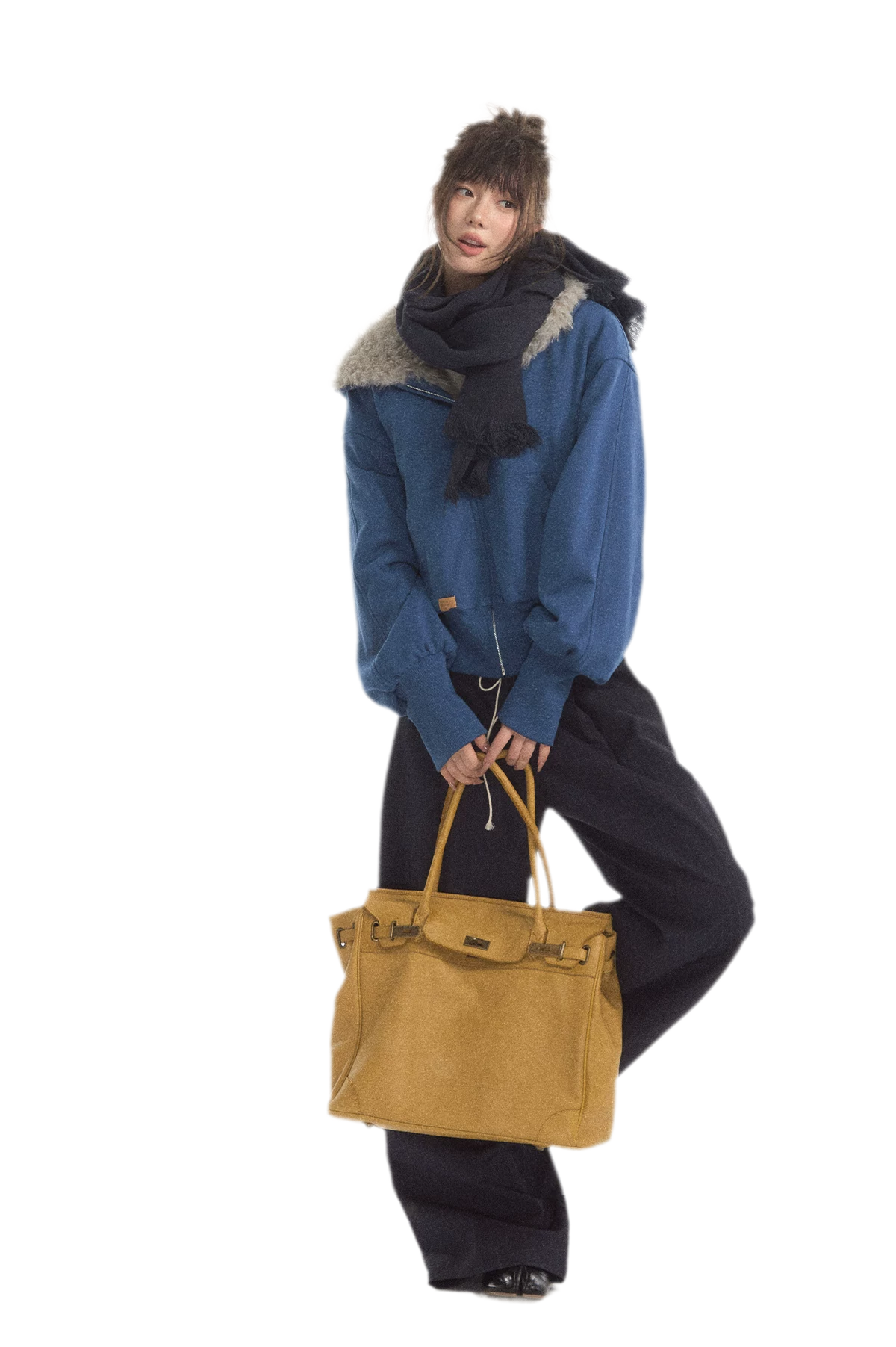 Fuzzy Hooded Cropped Puffer Jacket