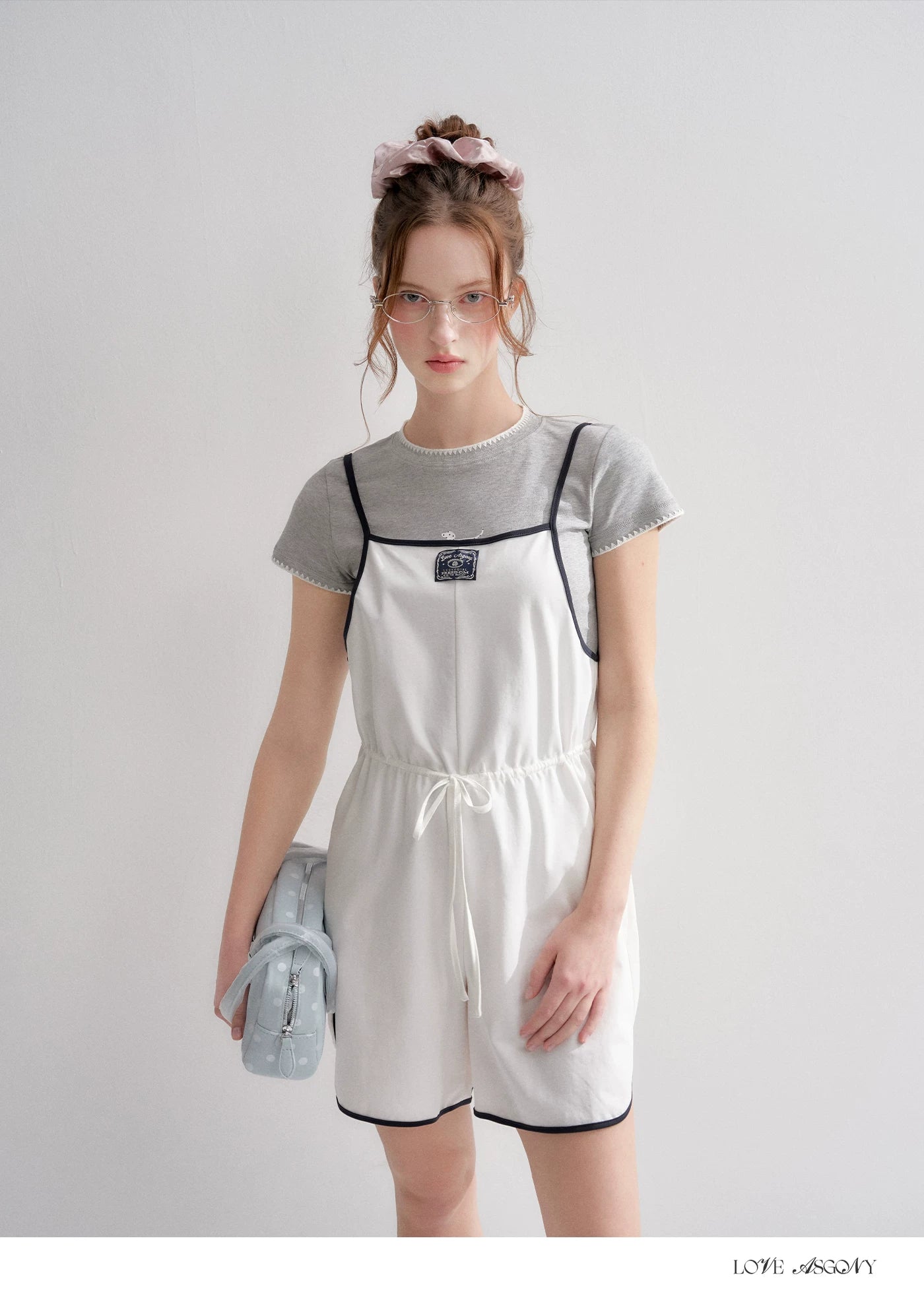Contrast Piping Drawstring Waist Jumpsuit