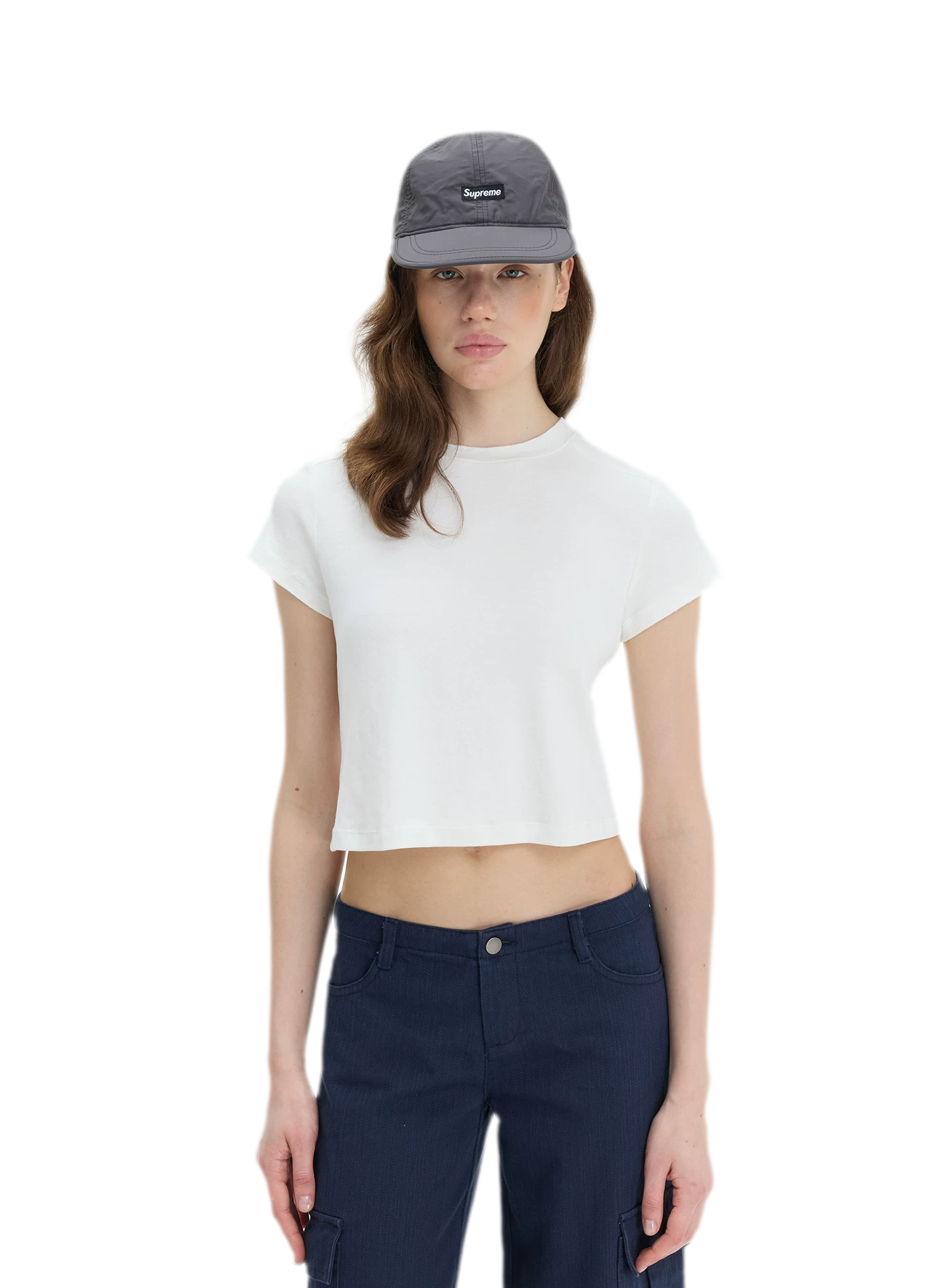 Stretch Cropped Crew-Neck T-Shirt