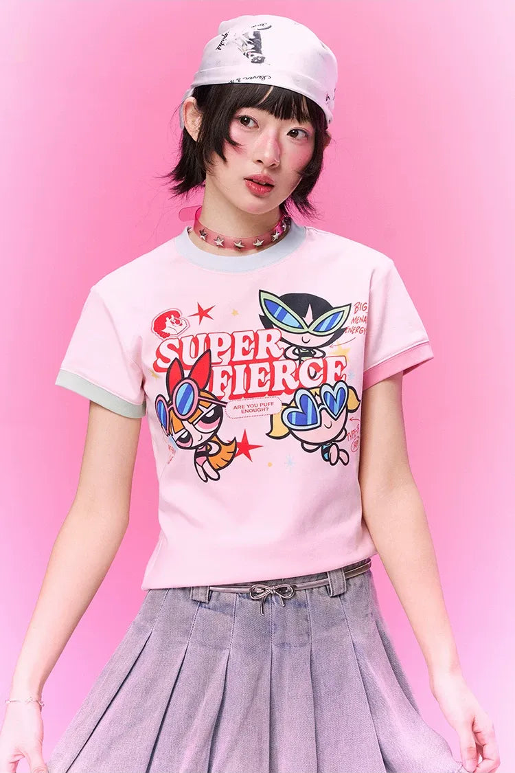 Contrast Print Fitted T-Shirt