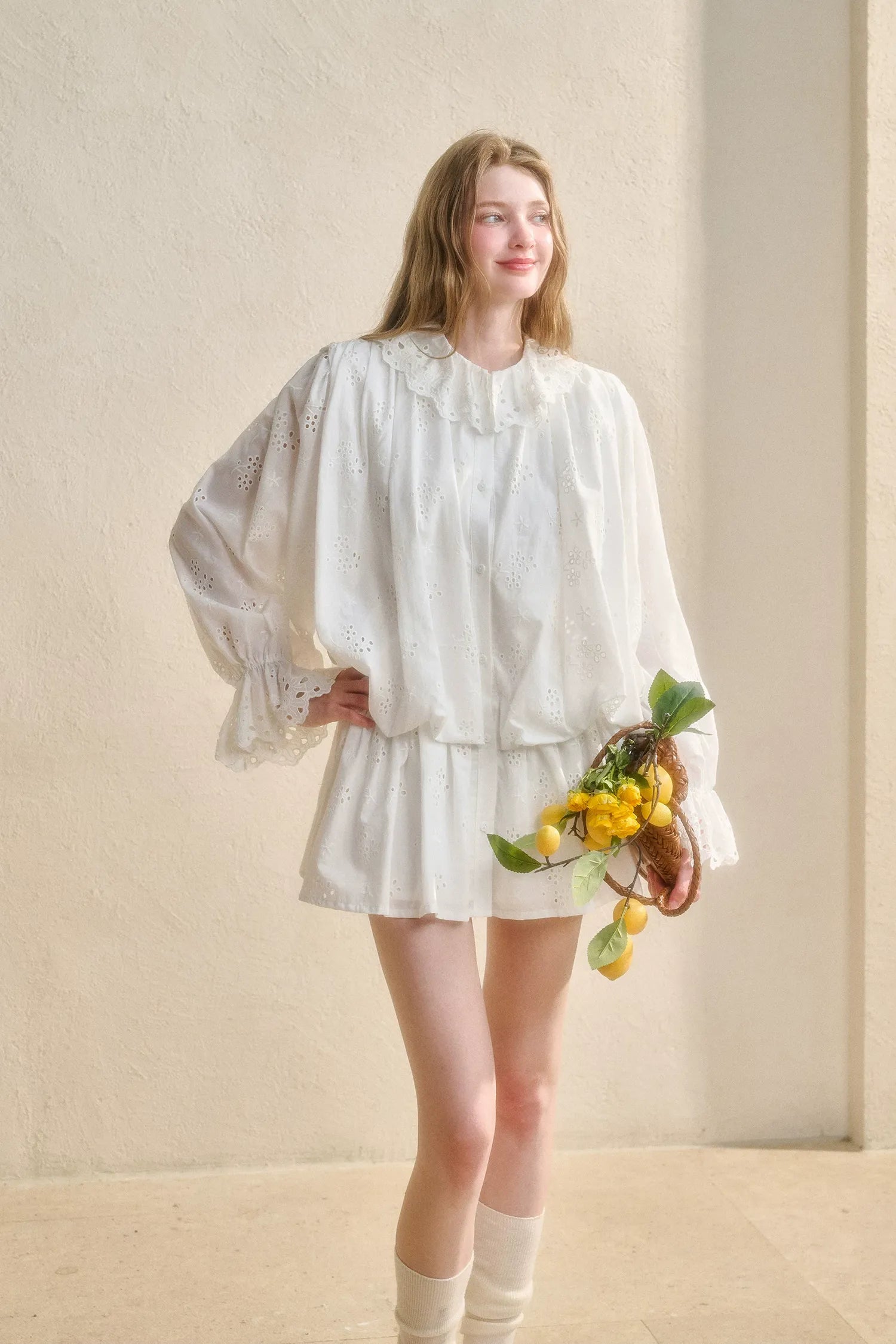 Embroidered Jacquard Shirt Dress