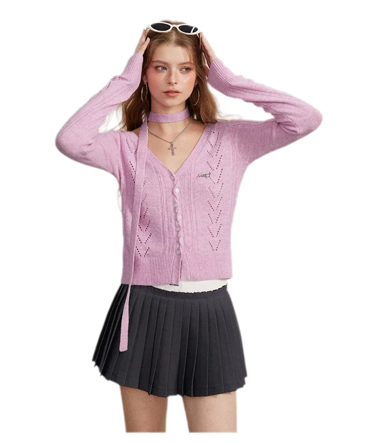 Contrast Pleated A-Line Mini Skirt