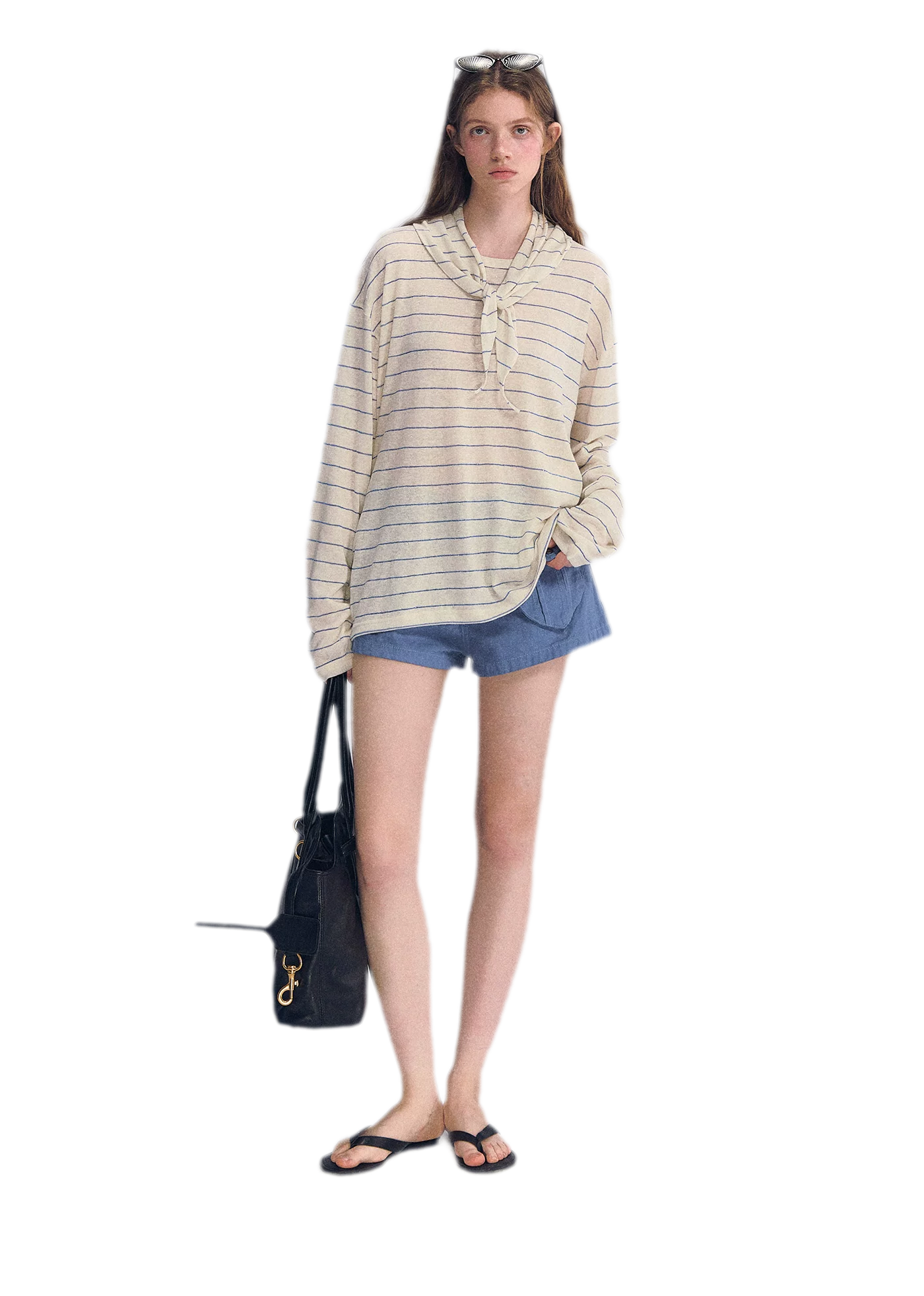 Striped Rhinestone Cotton Tee