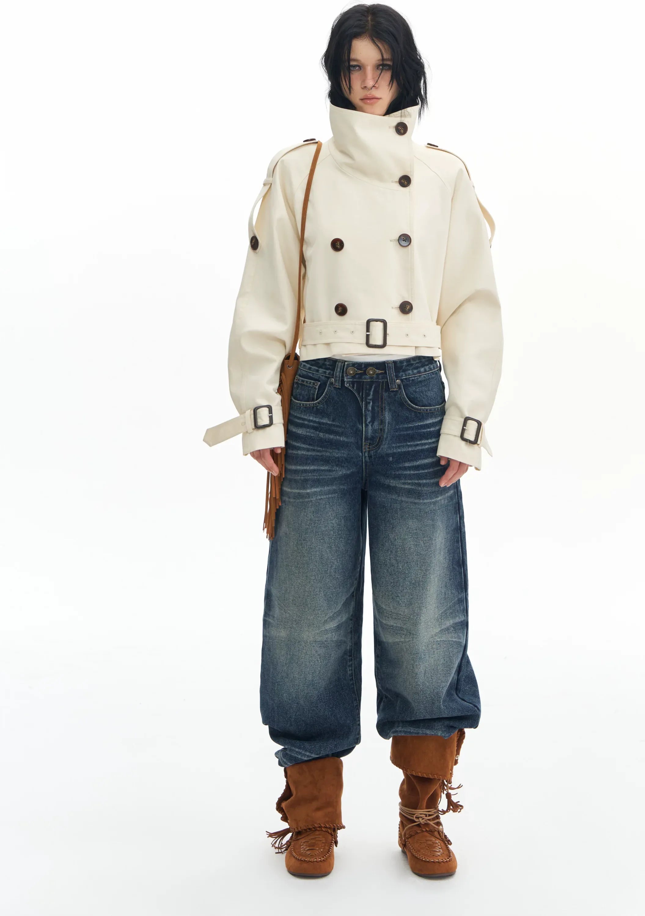 Vintage Wash Wide-Leg Jeans