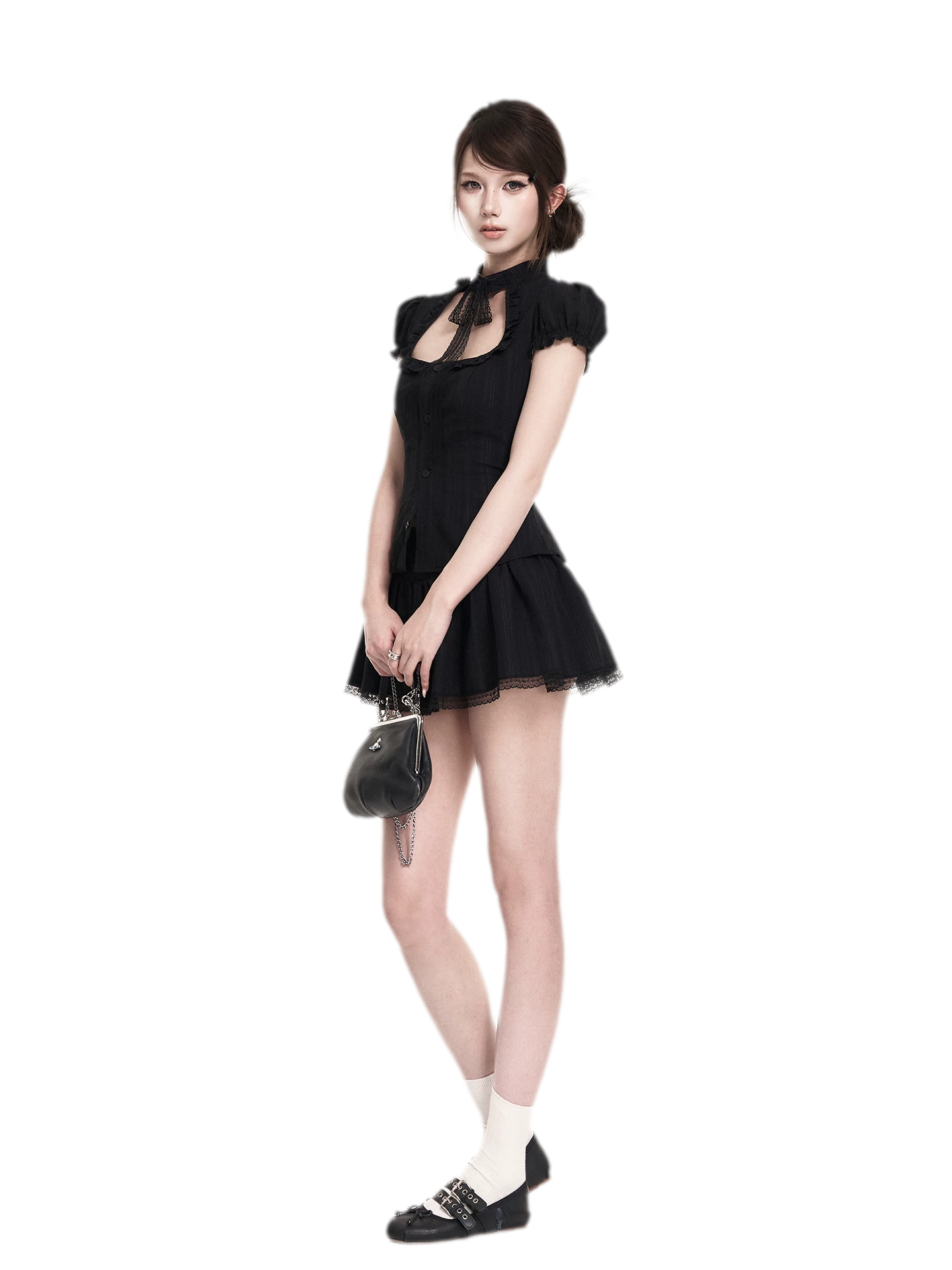 Lace Puff Sleeve Set