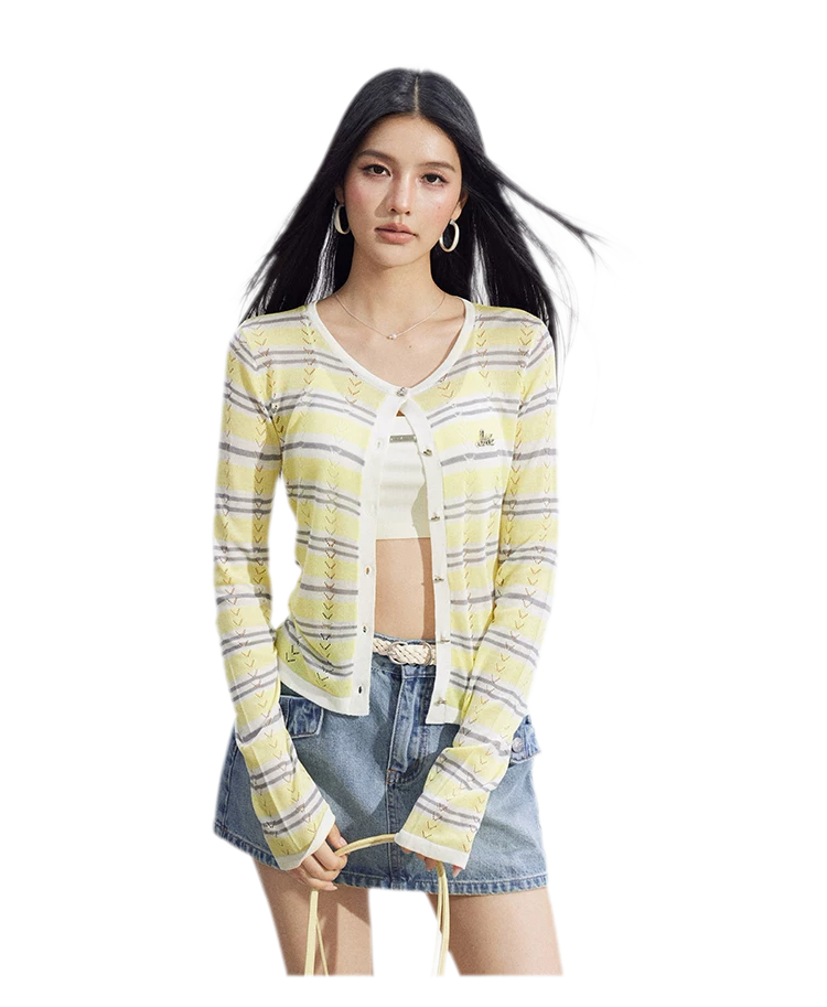 Striped Ice Silk Cardigan