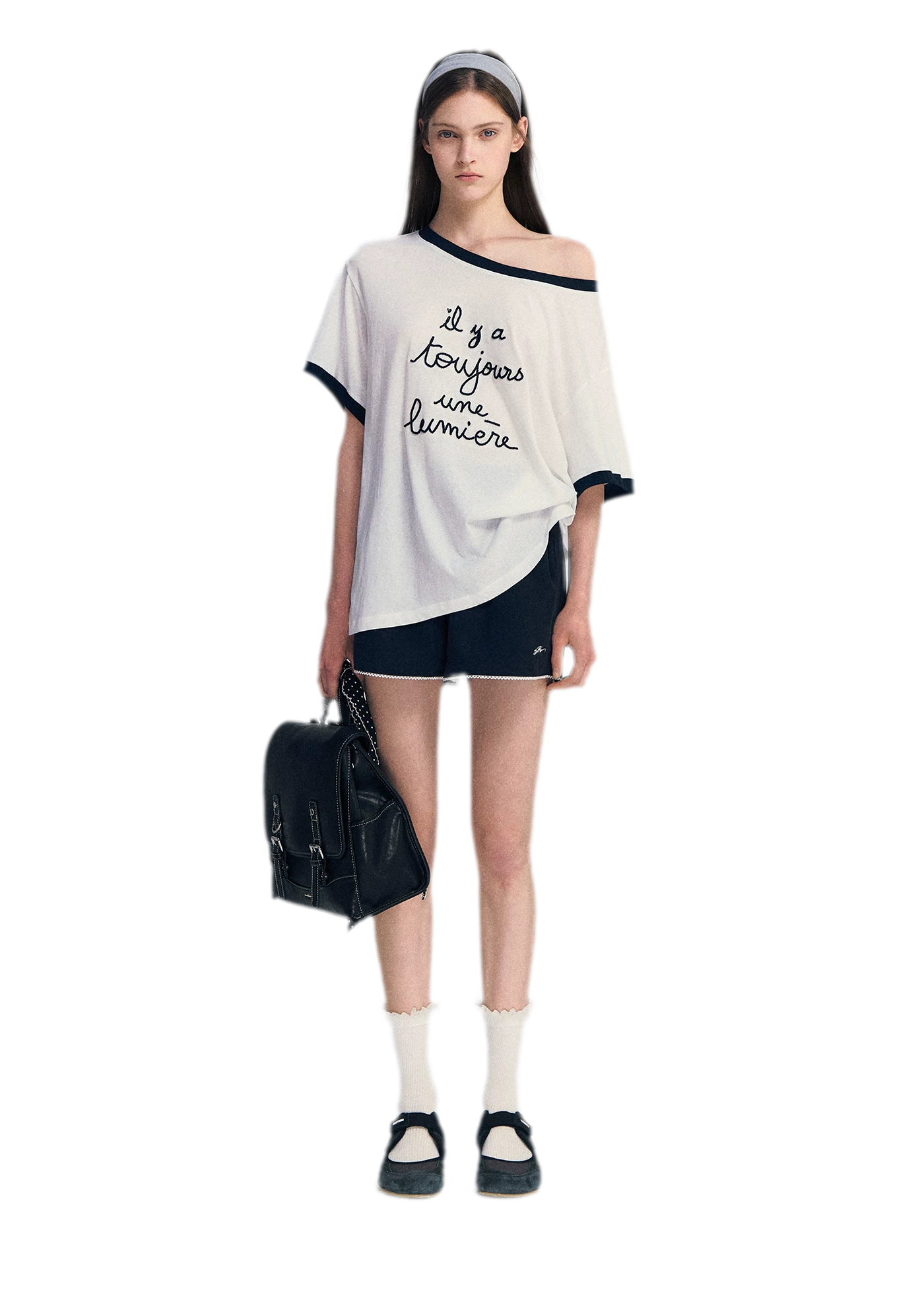 Contrast Rib Knit T-Shirt