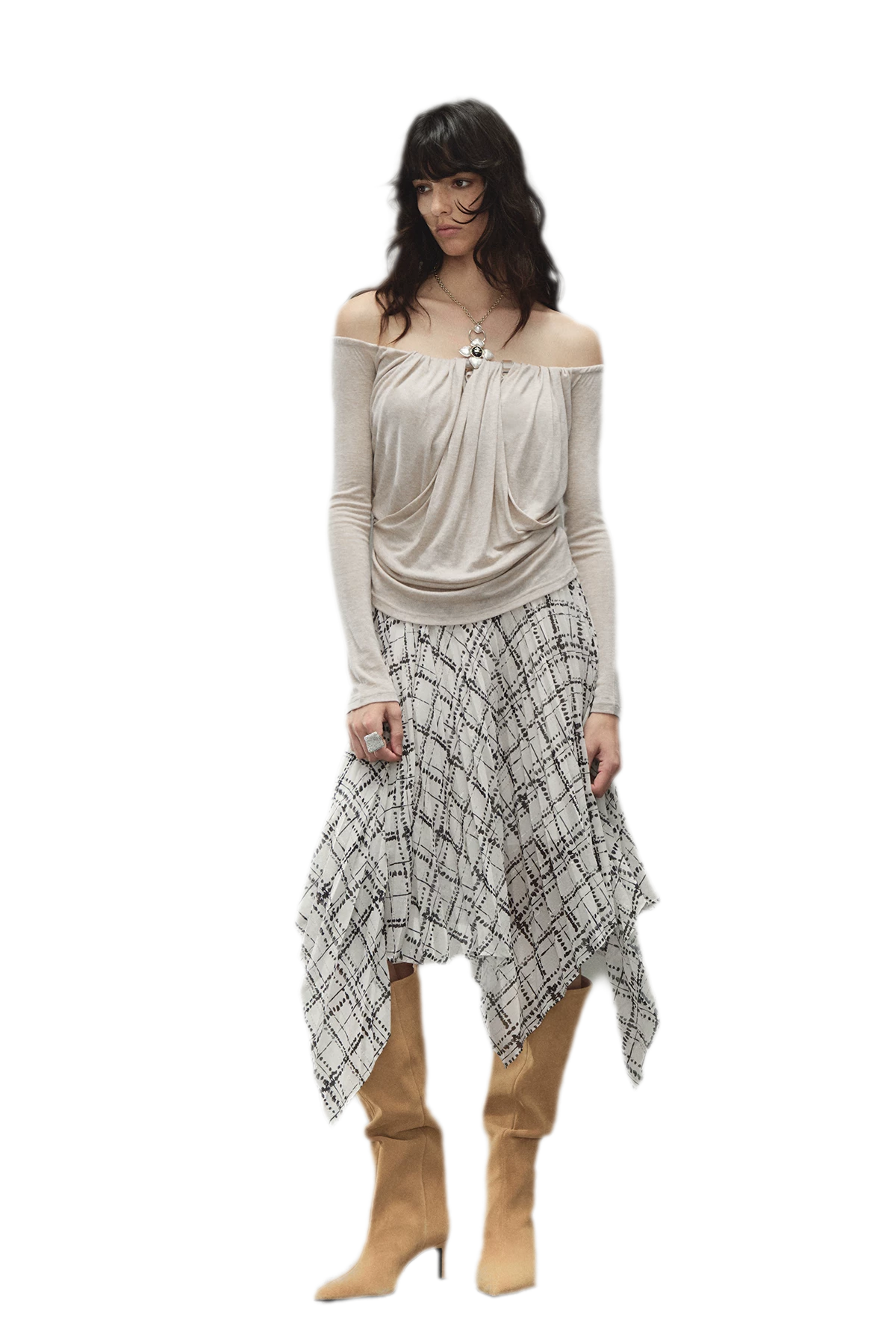 Tencel Wool Off-Shoulder Top