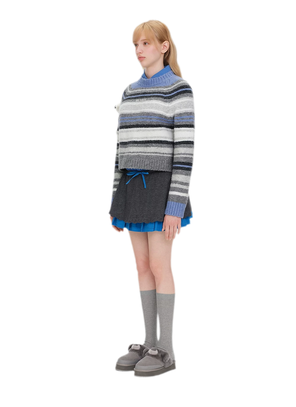 Color-Block Striped Fuzzy Sweater