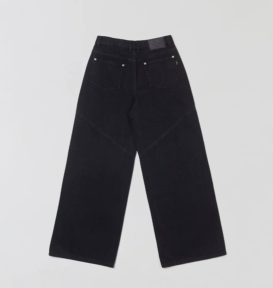 Classic Black and White Wide Leg Jeans