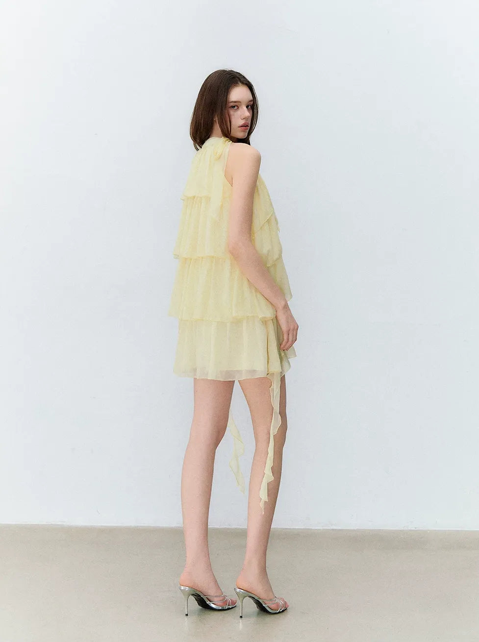 Midsummer Layered Ruffle Halter Sleeveless Dress