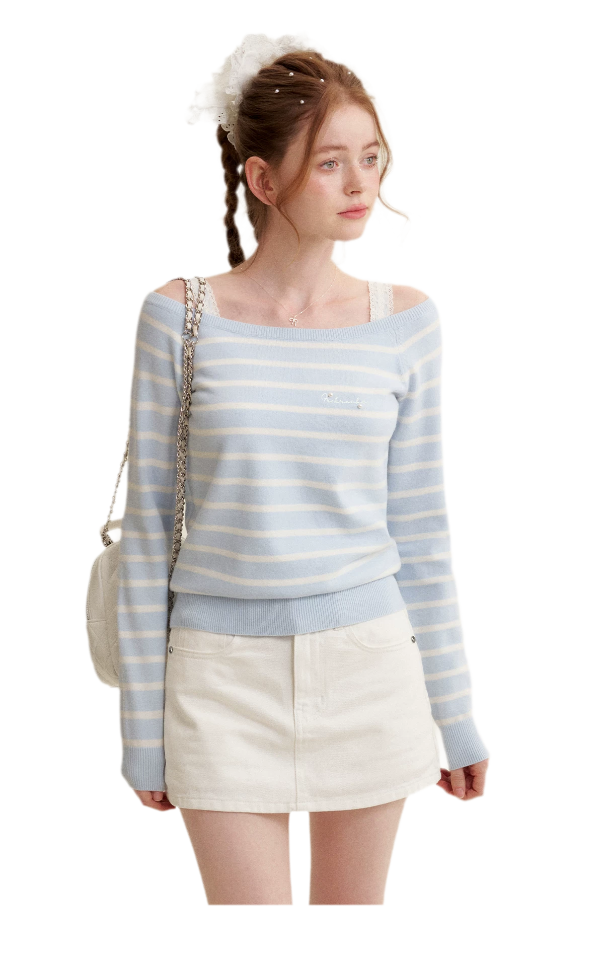 Bow A-Line Denim Skirt