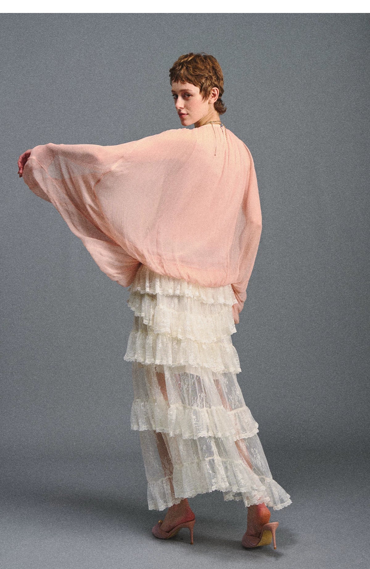 Vintage Romantic Asymmetrical Layered Ruffle Skirt