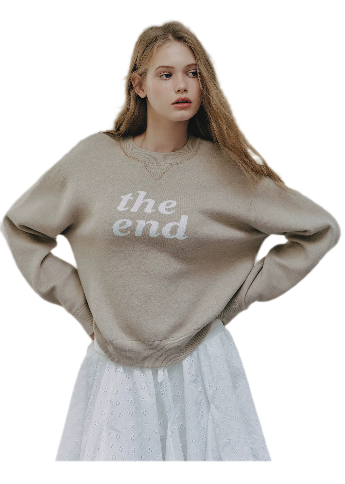 Jacquard Cropped Crewneck Sweater
