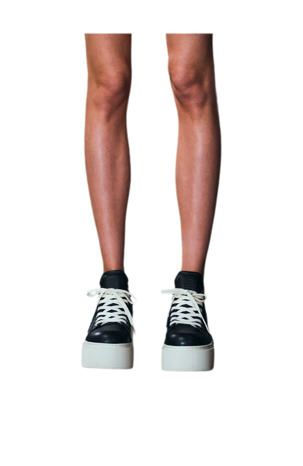 Sculptural Leather Thick-Soled Sneakers