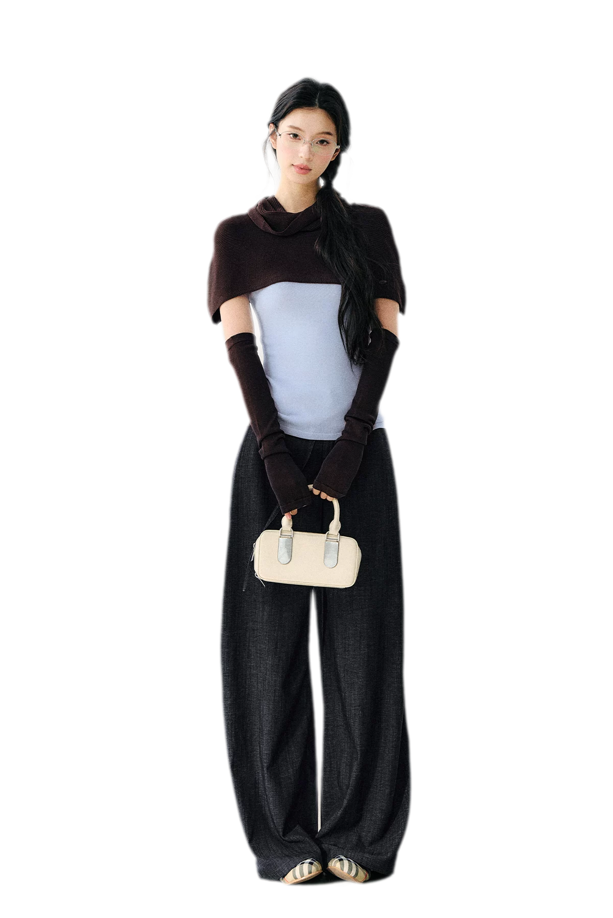 Detachable Knit Cape Set
