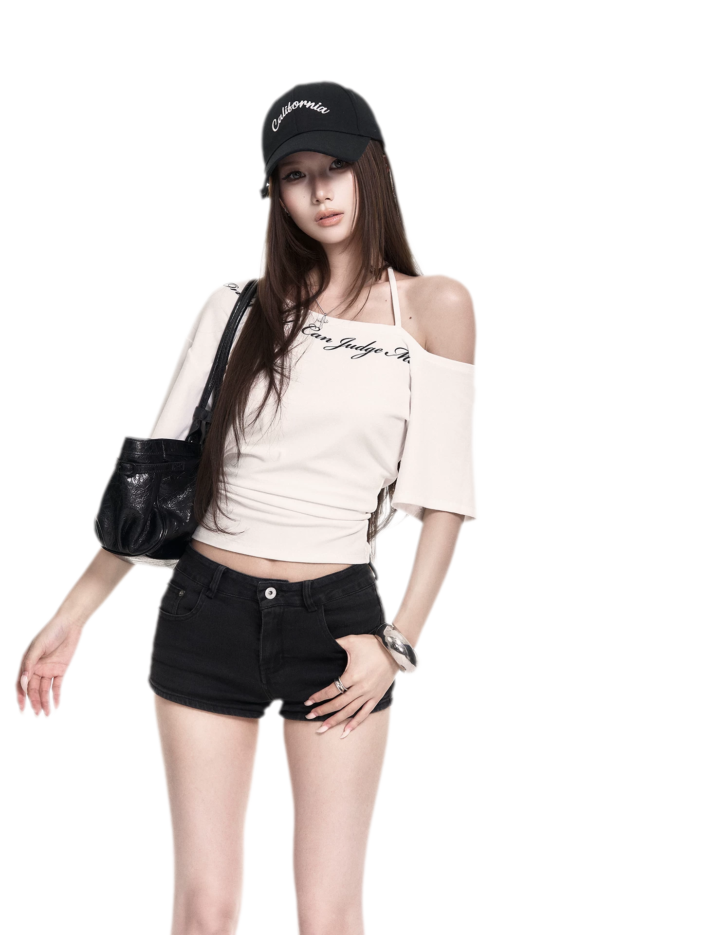 Asymmetric Halter Crop Tee