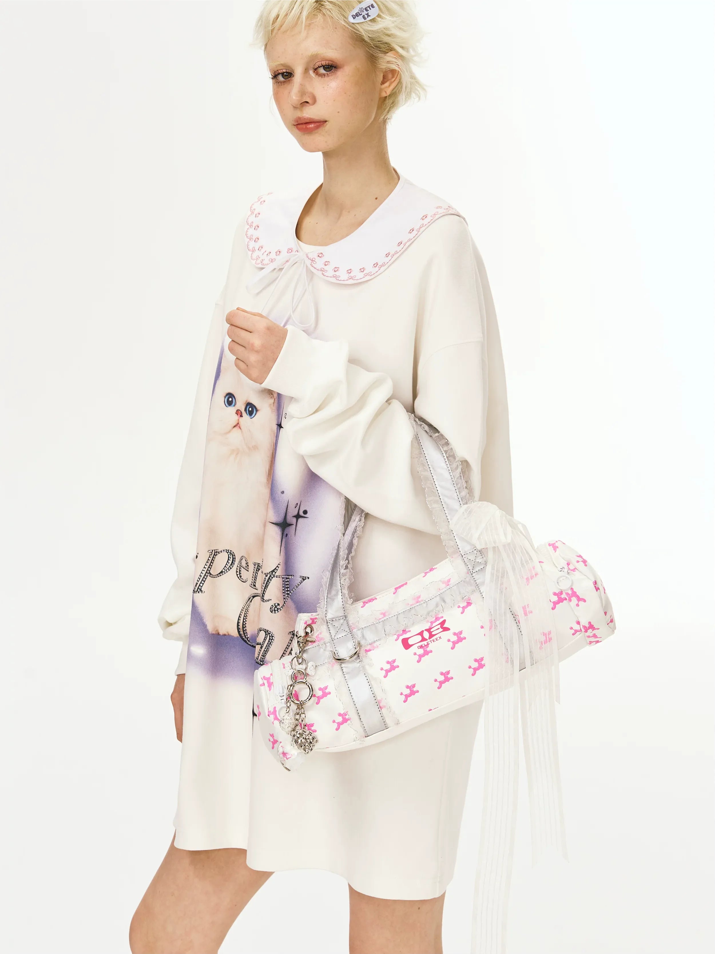 Lace Trim Boston Bag