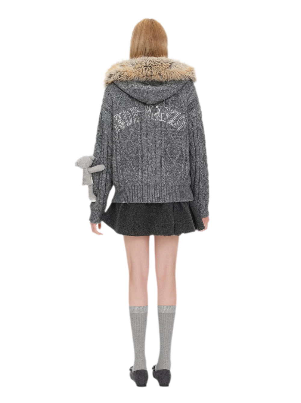 Plush Collar Hooded Cardigan