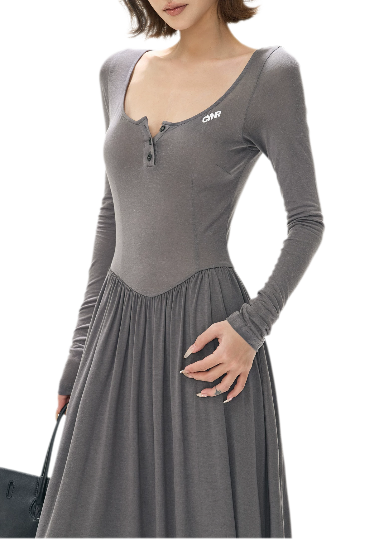 Vintage Square-Neck Paneled Maxi Dress
