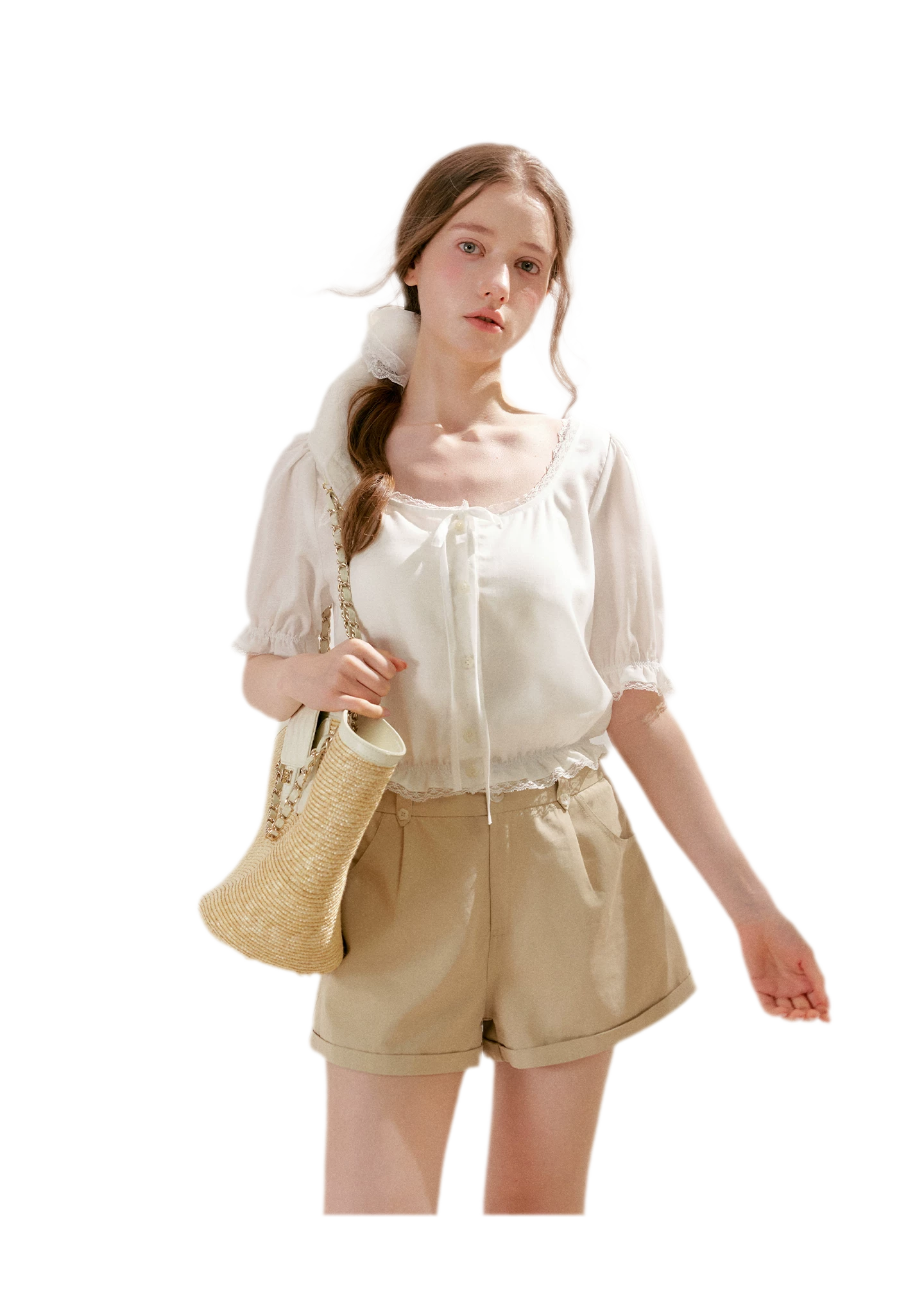 Modal Cotton Lace Trim A-Line Shorts