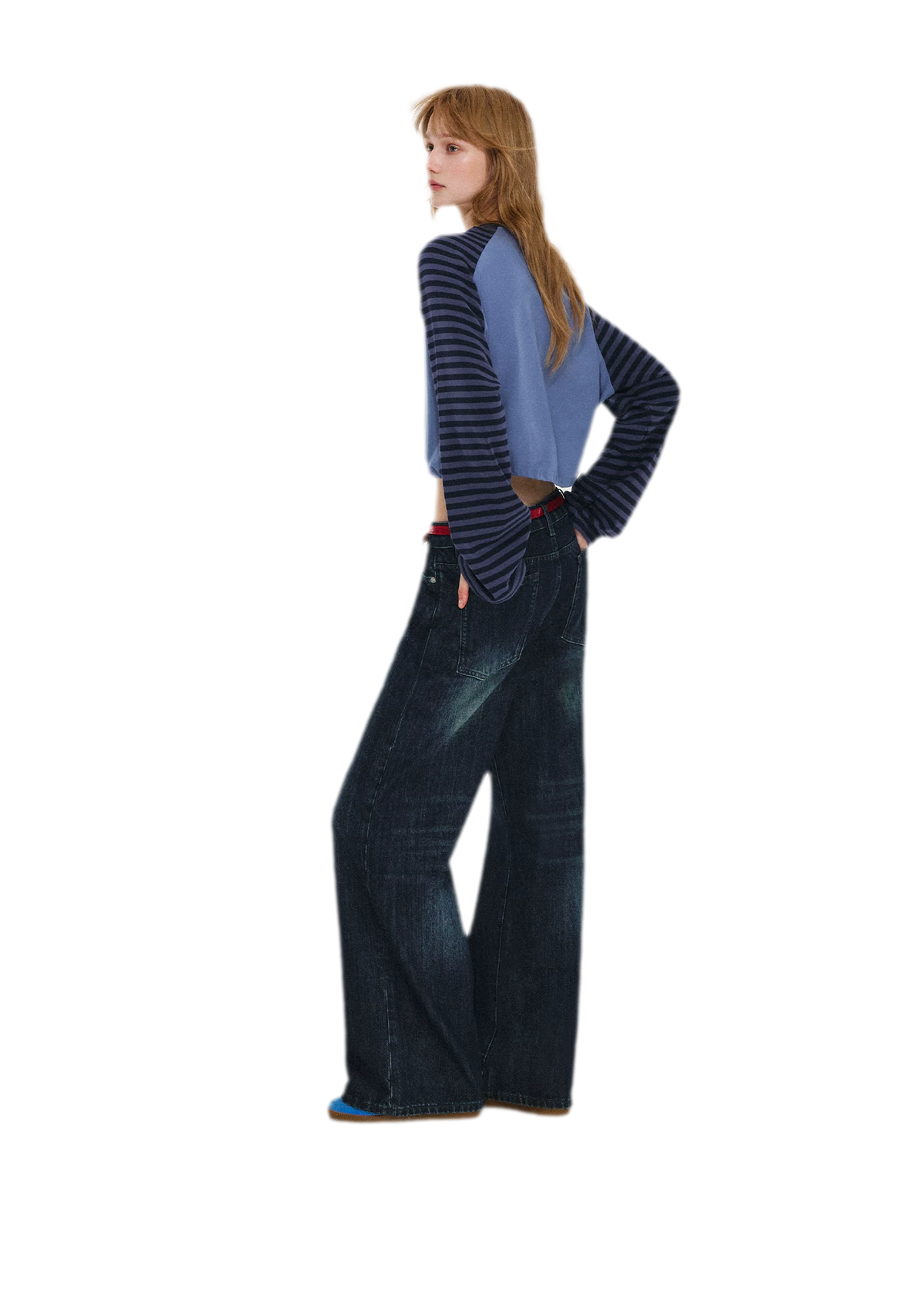 Cotton Raglan Cropped Long-Sleeve Top