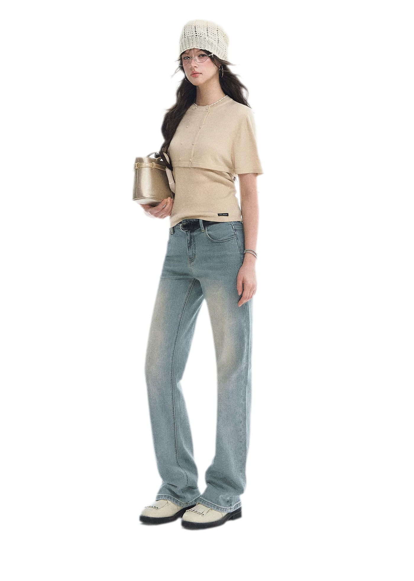 Double-Breasted Cropped Cape Cardigan