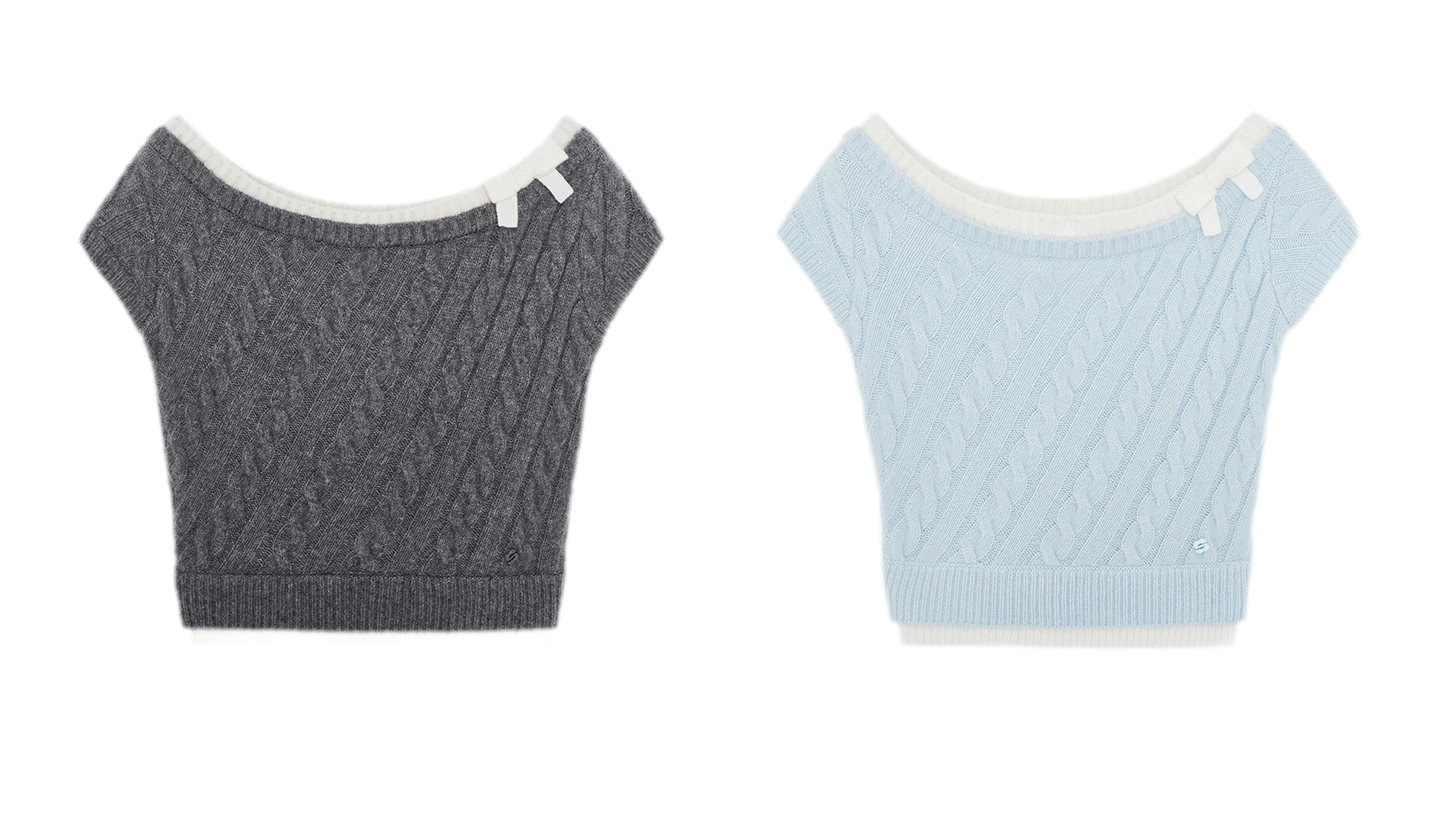 Cable Knit Off-Shoulder Top
