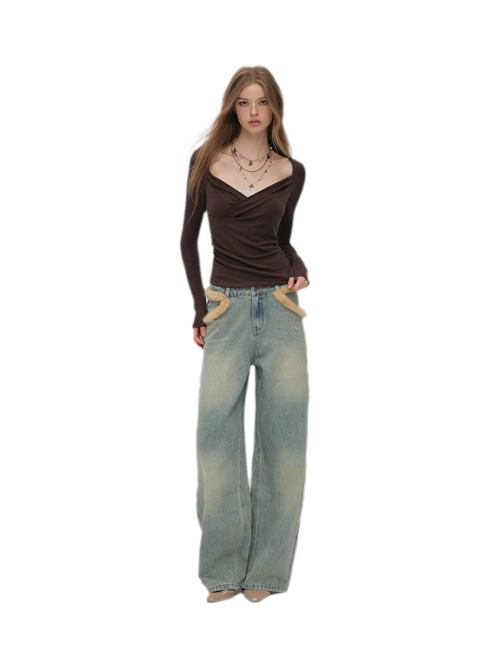 Lace Ruched Crossover Top