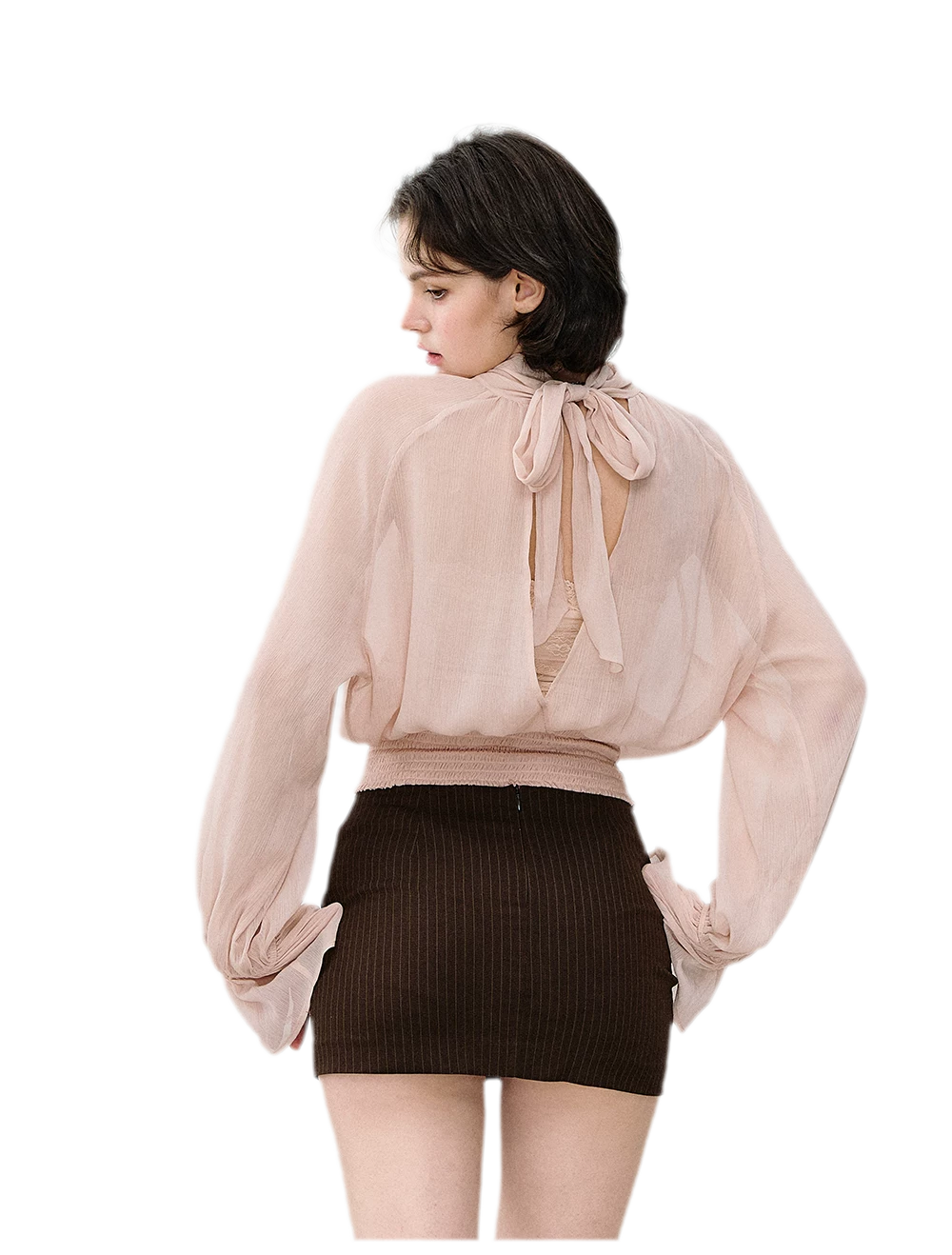 Reversible Chiffon Tie Blouse