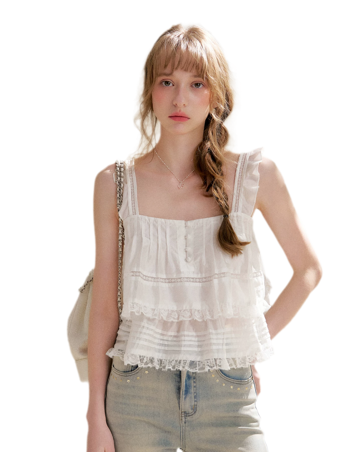 Lace Edge Camisole and Skirt Set