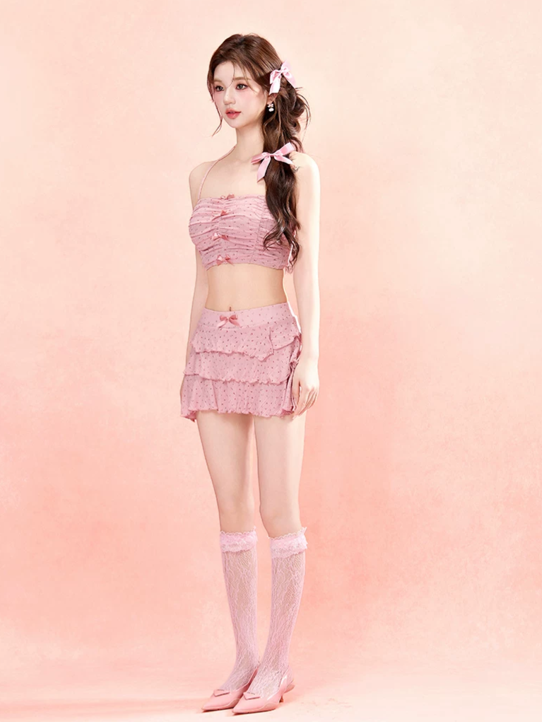 Ruffled Skirt Swim Set