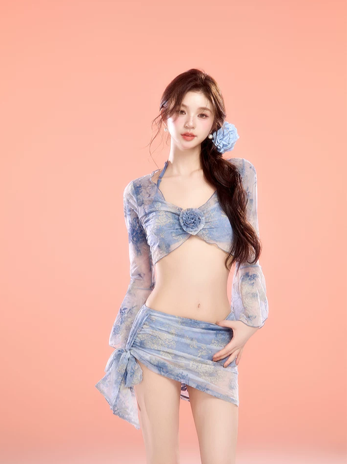 Blue Skirted Swim Set