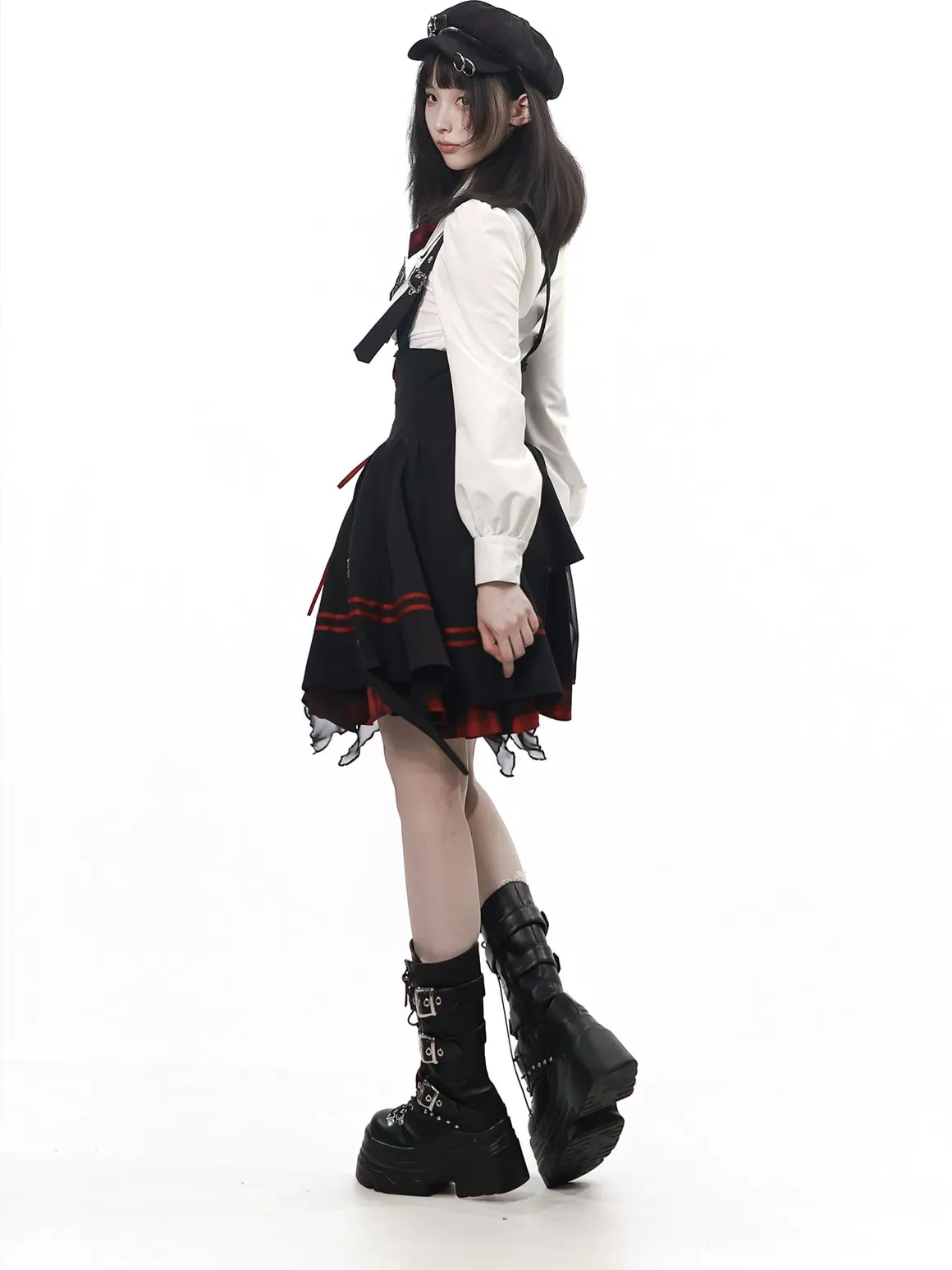 Gothic Puff-Sleeve Blouse Dress