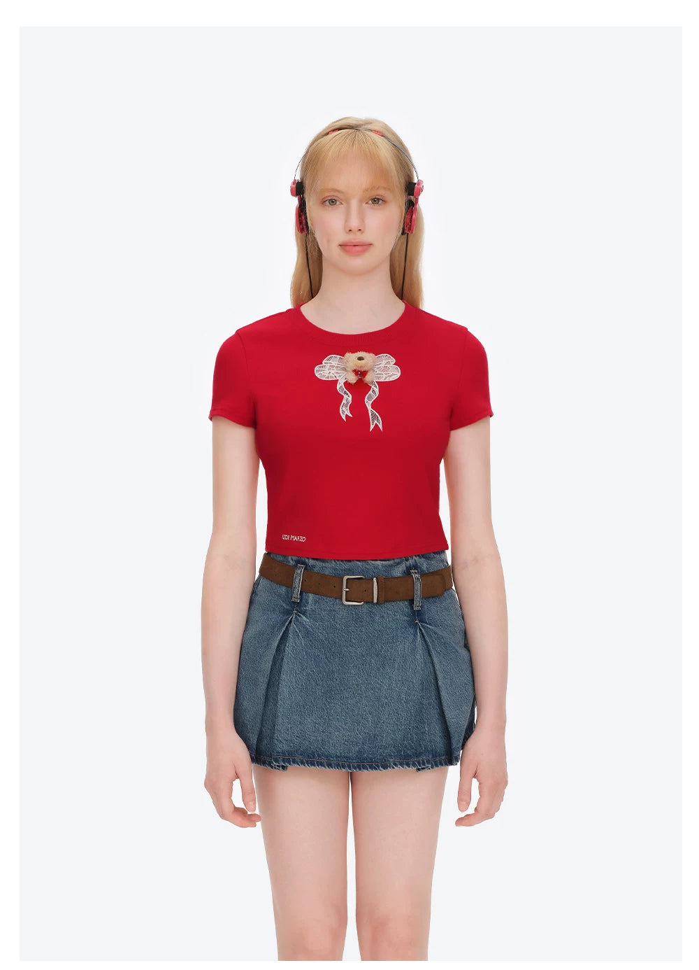Spring/Summer 2026 Lace Bow Short Sleeve T-shirt