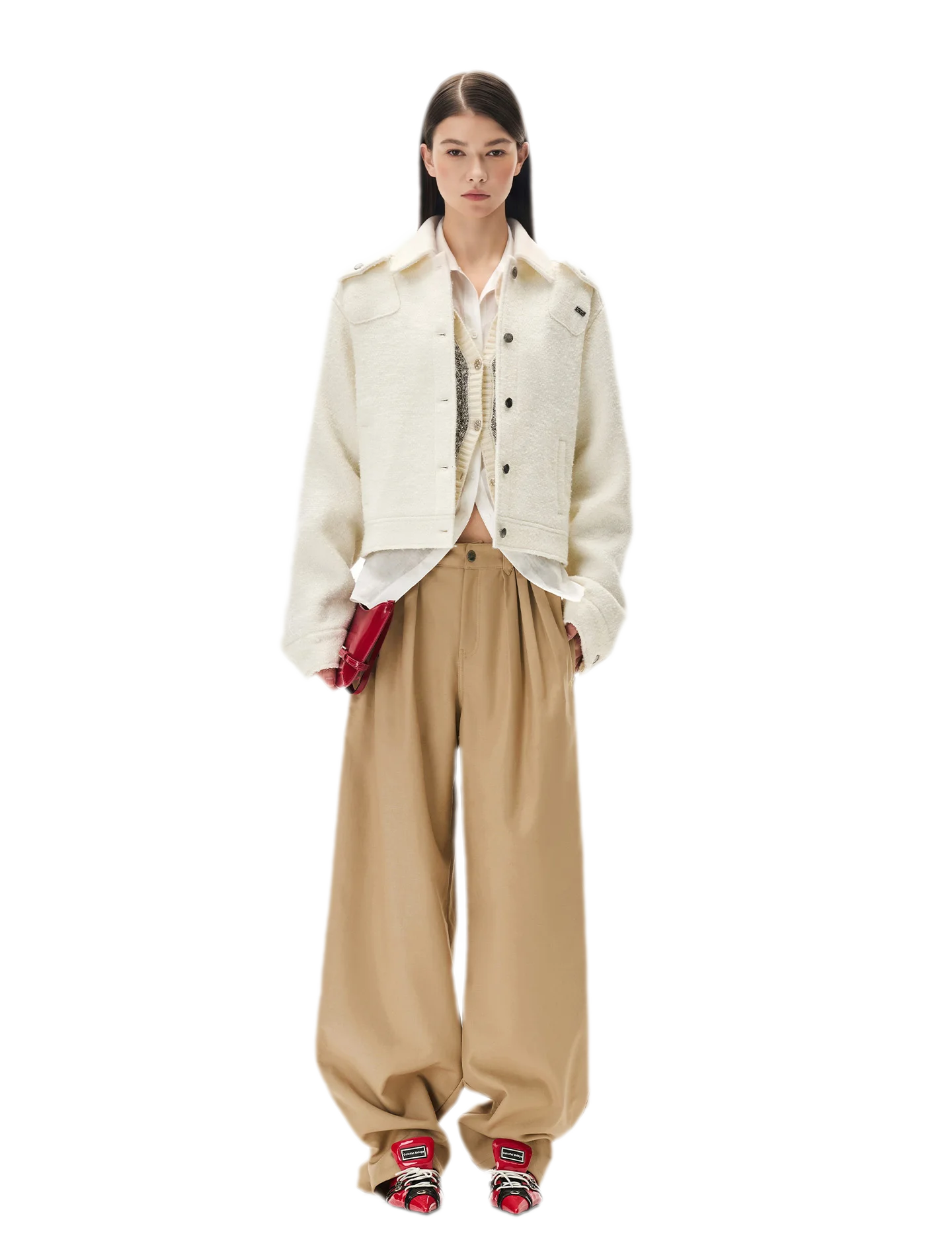 Matte Pleated Wide-Leg Trousers