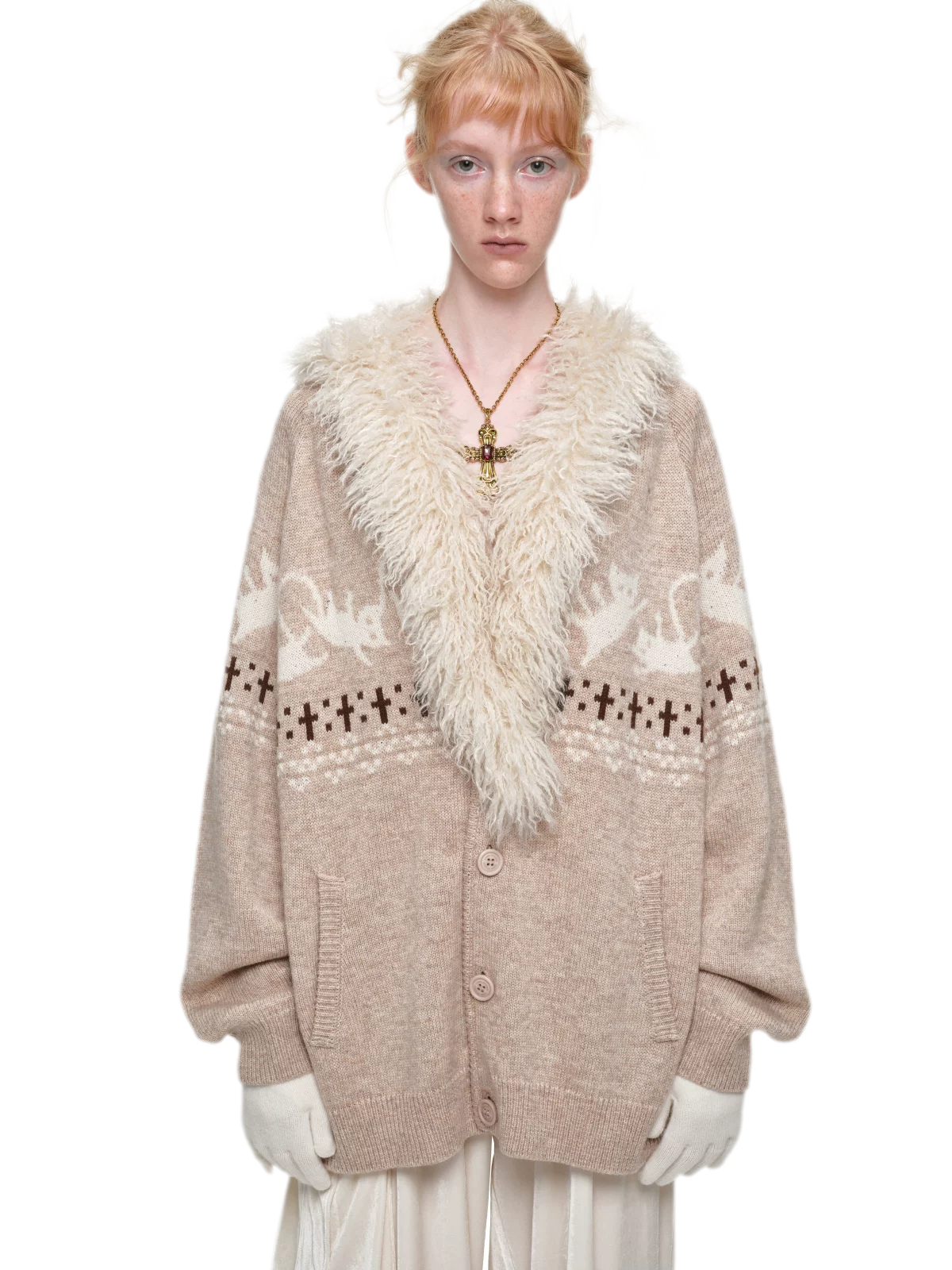 Gilet jacquard Fair Isle avec chats